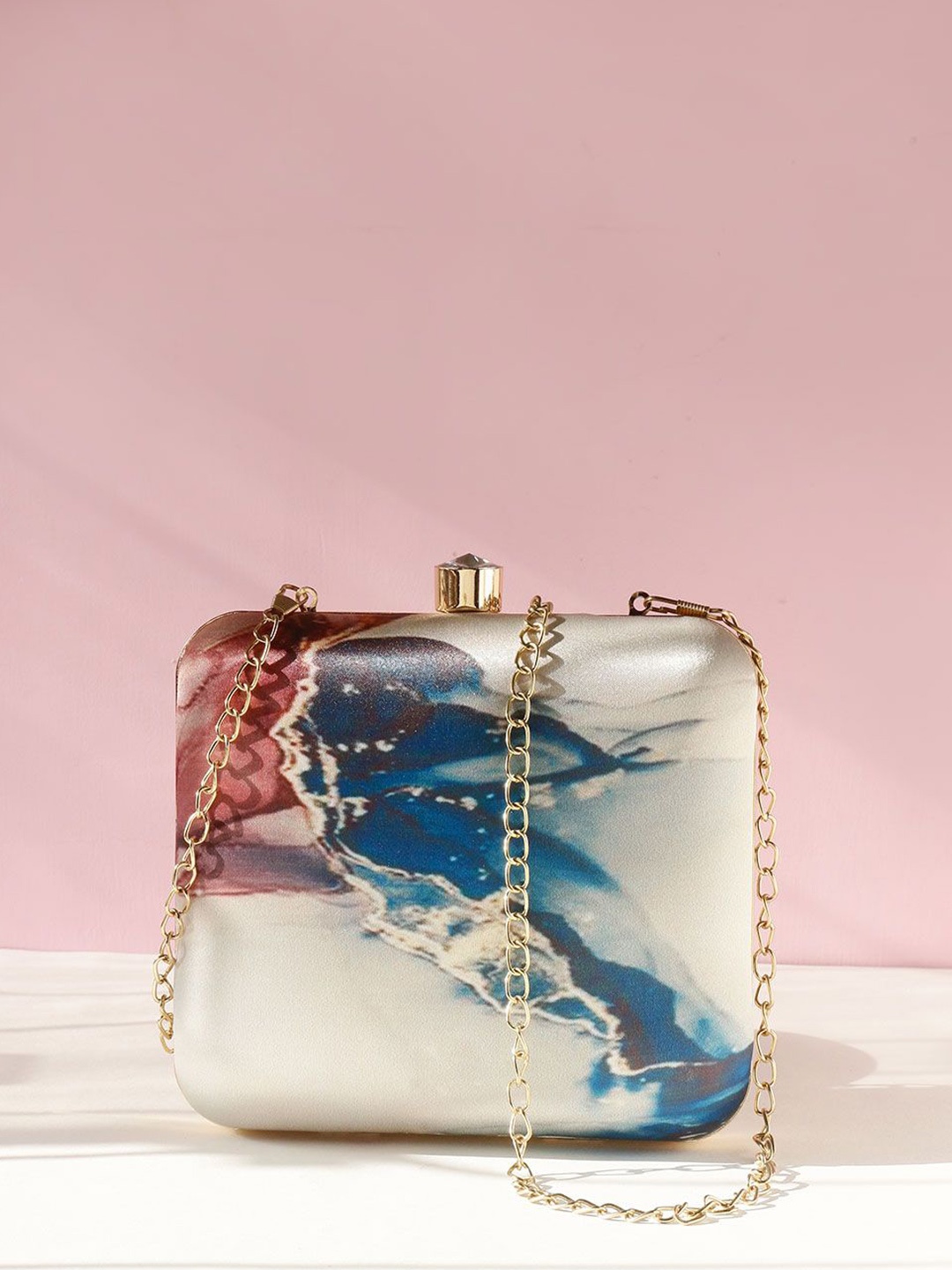 

Anouk Printed Box Clutch, Maroon
