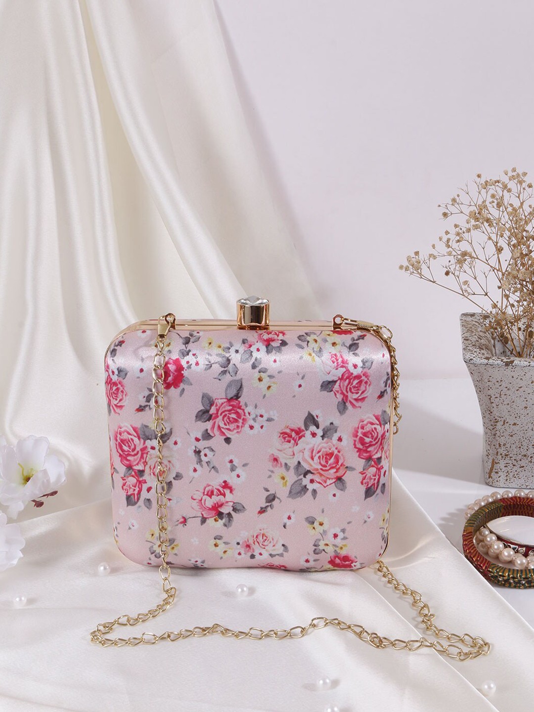 

Anouk Red Printed Box Clutch, Pink
