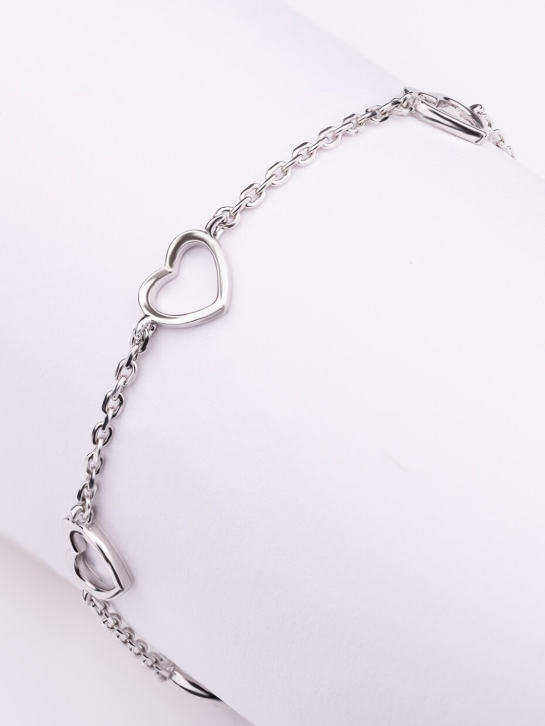 

Nistra Sterling Silver Rhodium-Plated Heartstrings Wraparound Bracelet