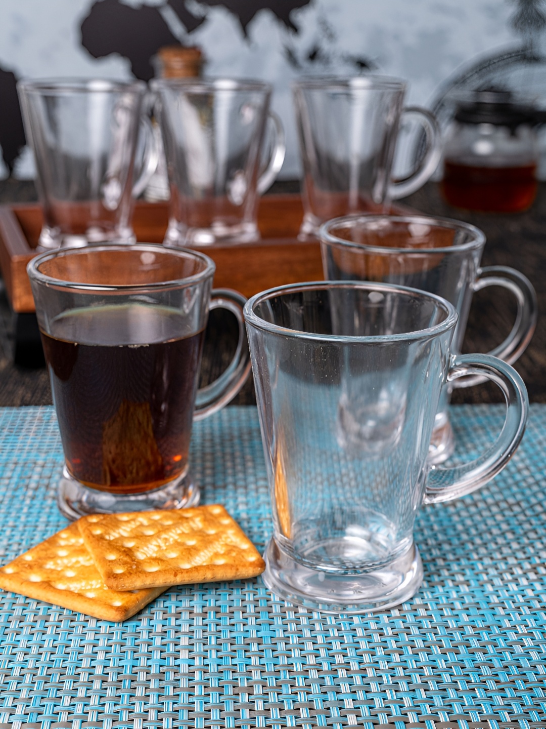 

Aura Transparent 6 Pieces Glass Glossy Mugs 180 ml Each
