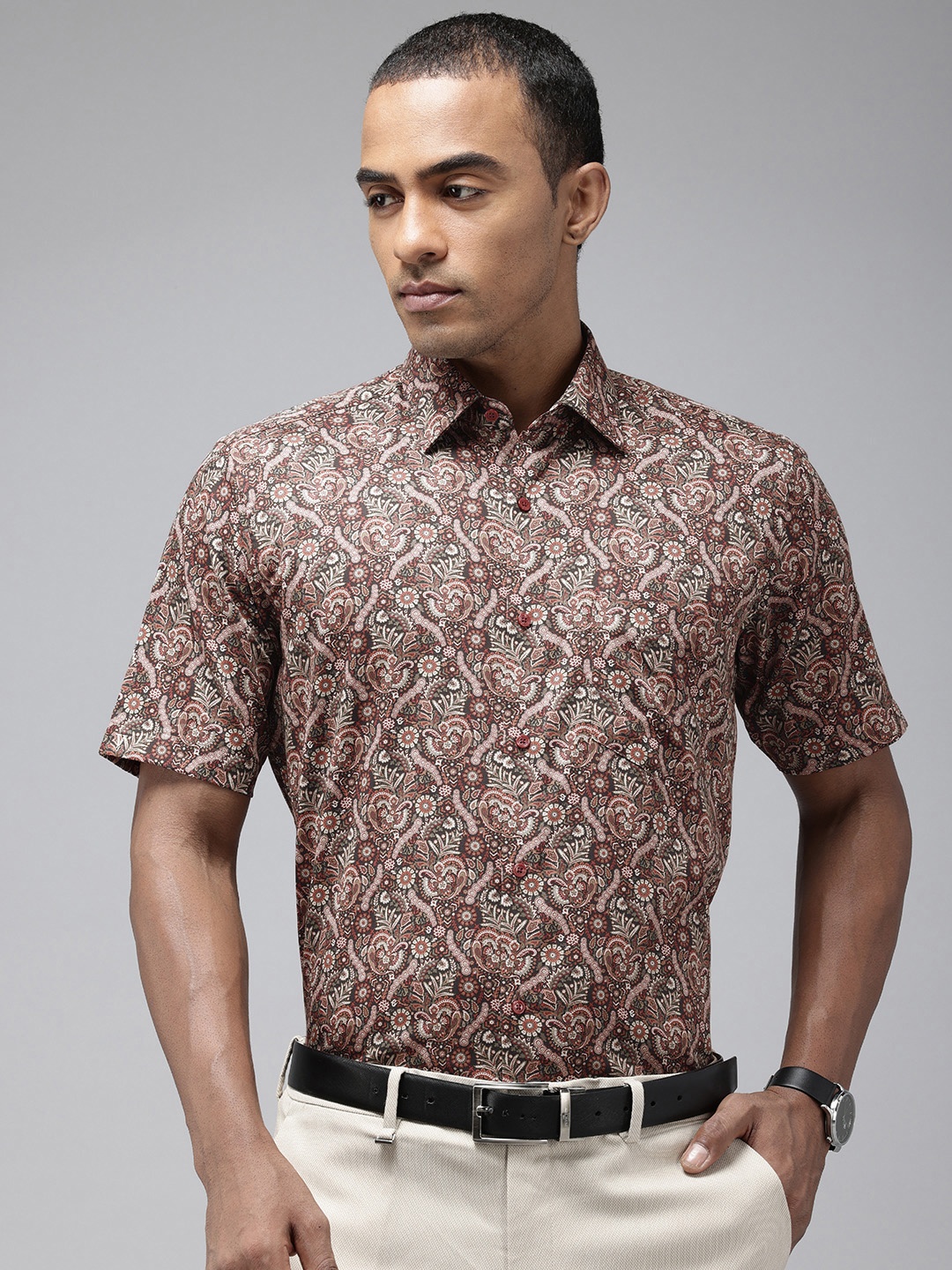 Van Heusen Pure Cotton Custom Fit Printed Formal Shirt, Multi