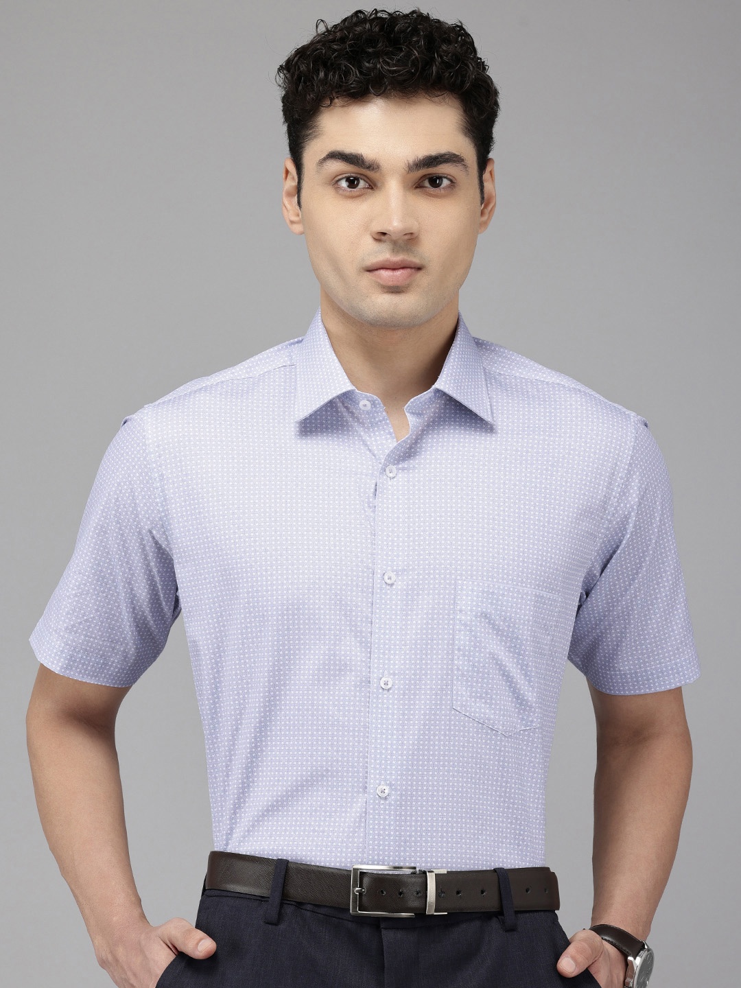 

Van Heusen Pure Cotton Custom Fit Opaque Printed Formal Shirt, Lavender