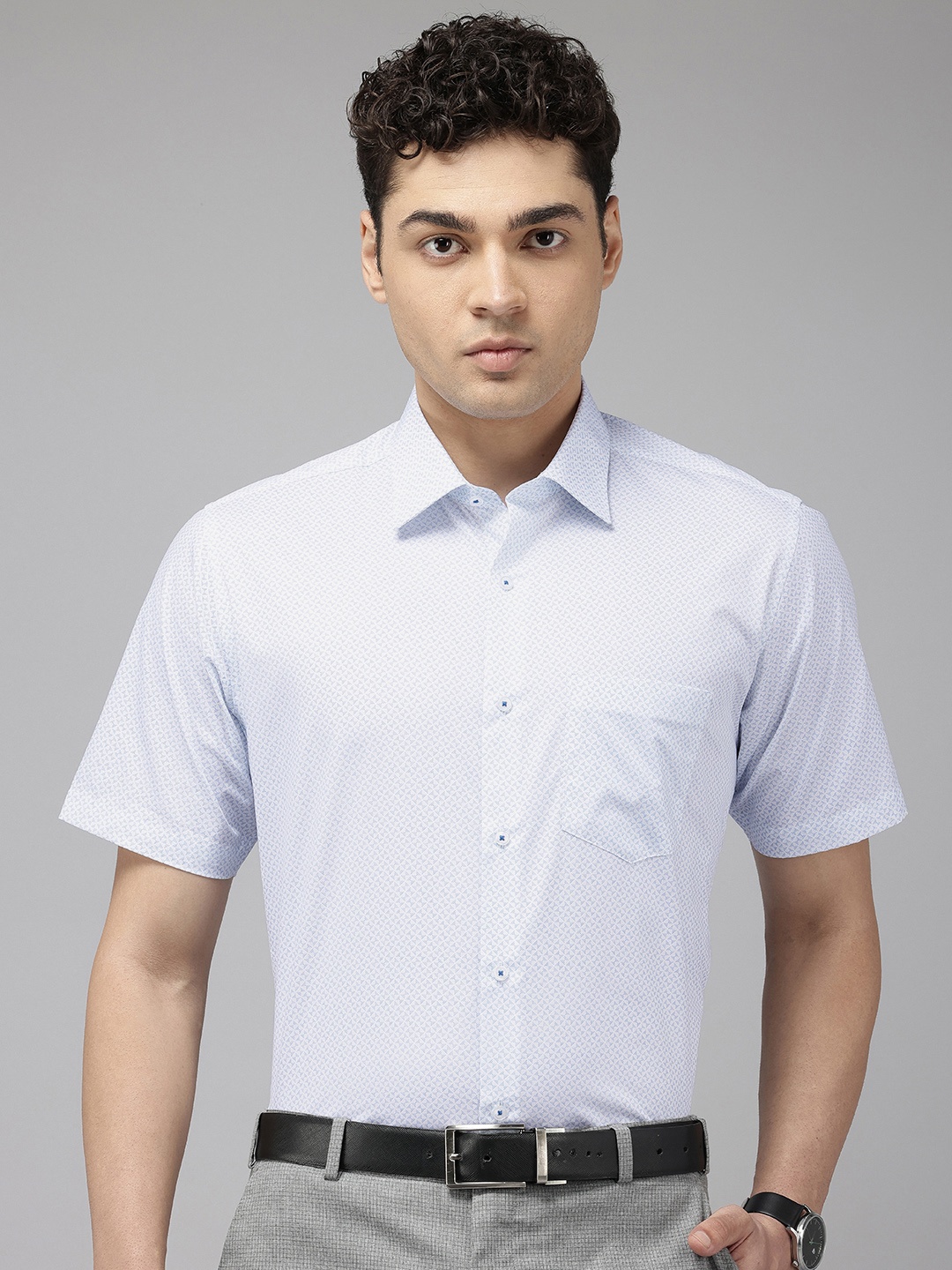 

Van Heusen Pure Cotton Custom Printed Formal Shirt, White