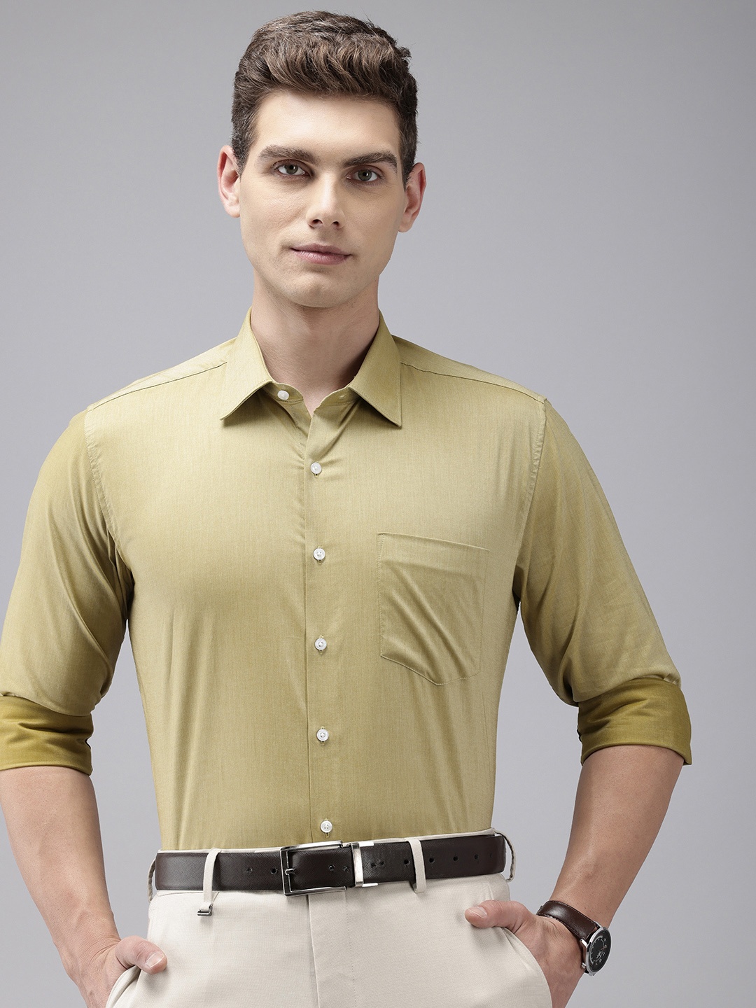 

Van Heusen Slim Fit Pure Cotton Formal Shirt, Olive