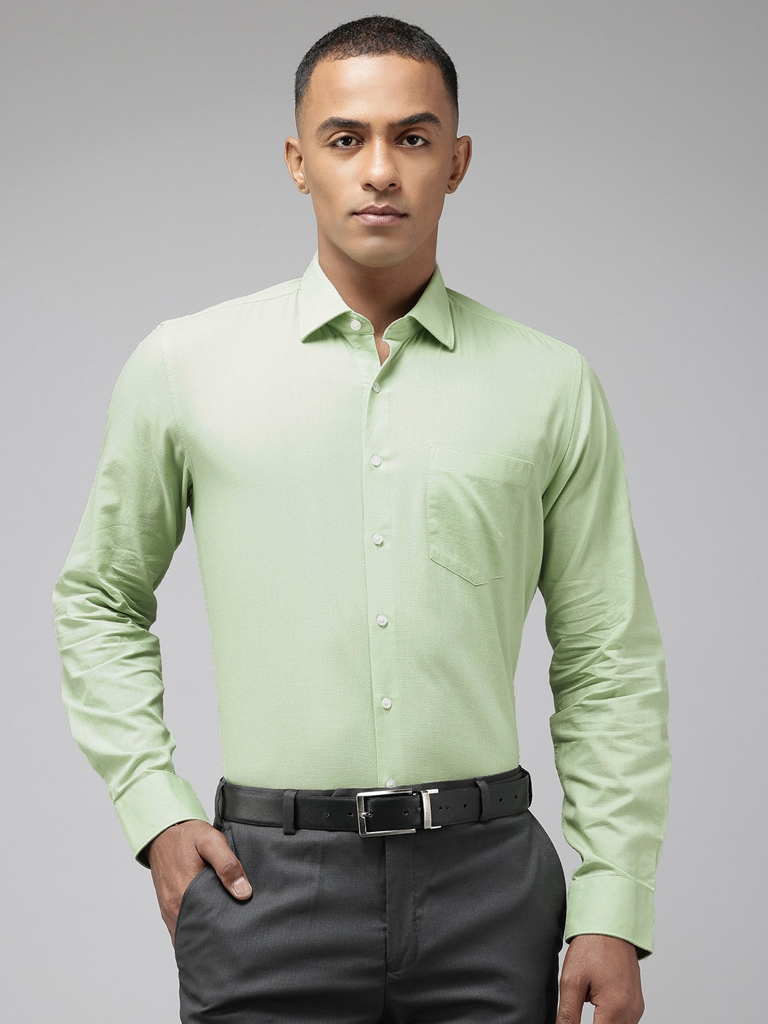 

Van Heusen Slim Fit Cotton Linen Formal Shirt, Green