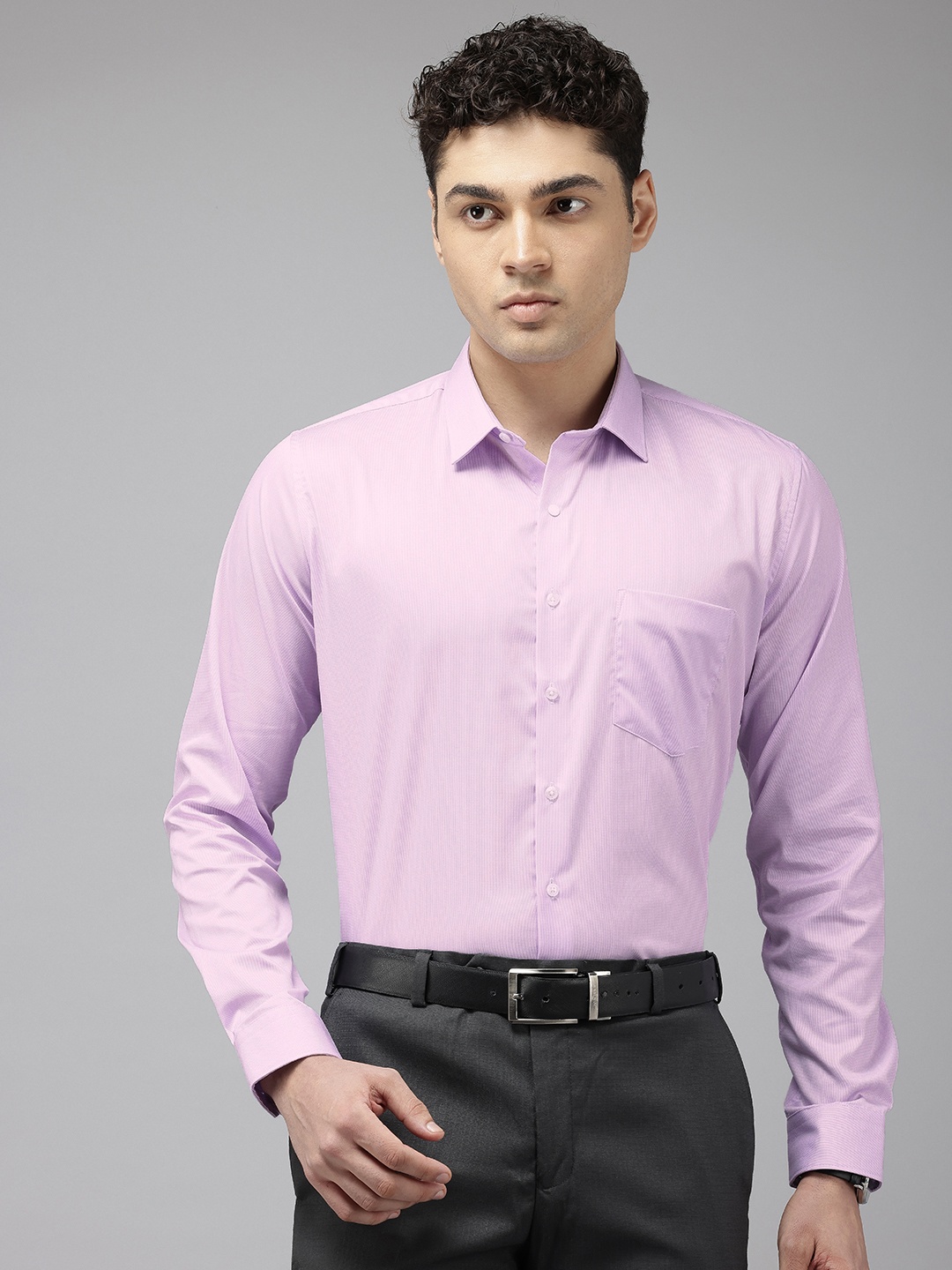 

Van Heusen Self Design Slim Fit Opaque Formal Shirt, Lavender