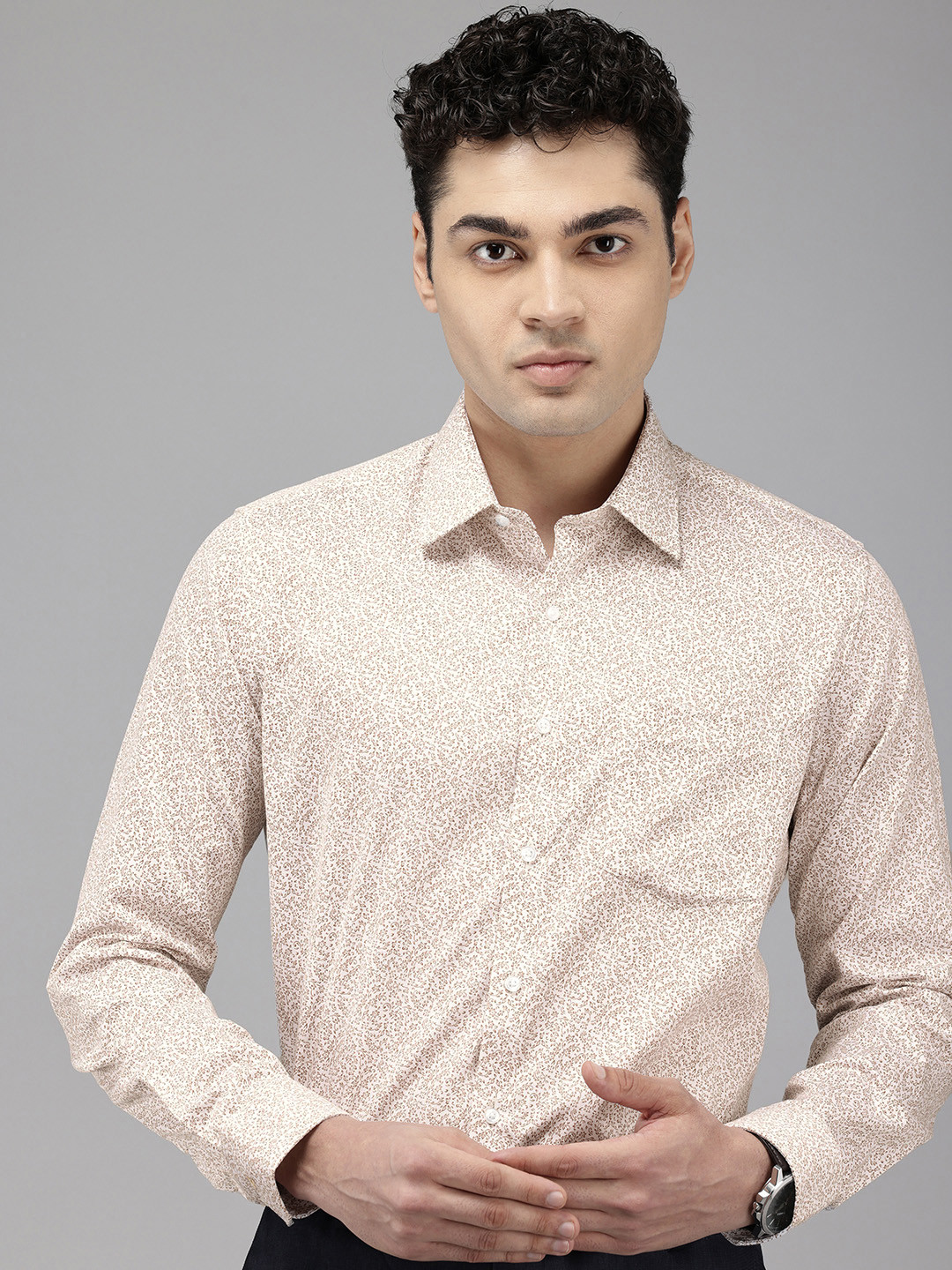 

Van Heusen Pure Cotton Slim Fit Floral Opaque Printed Formal Shirt, White