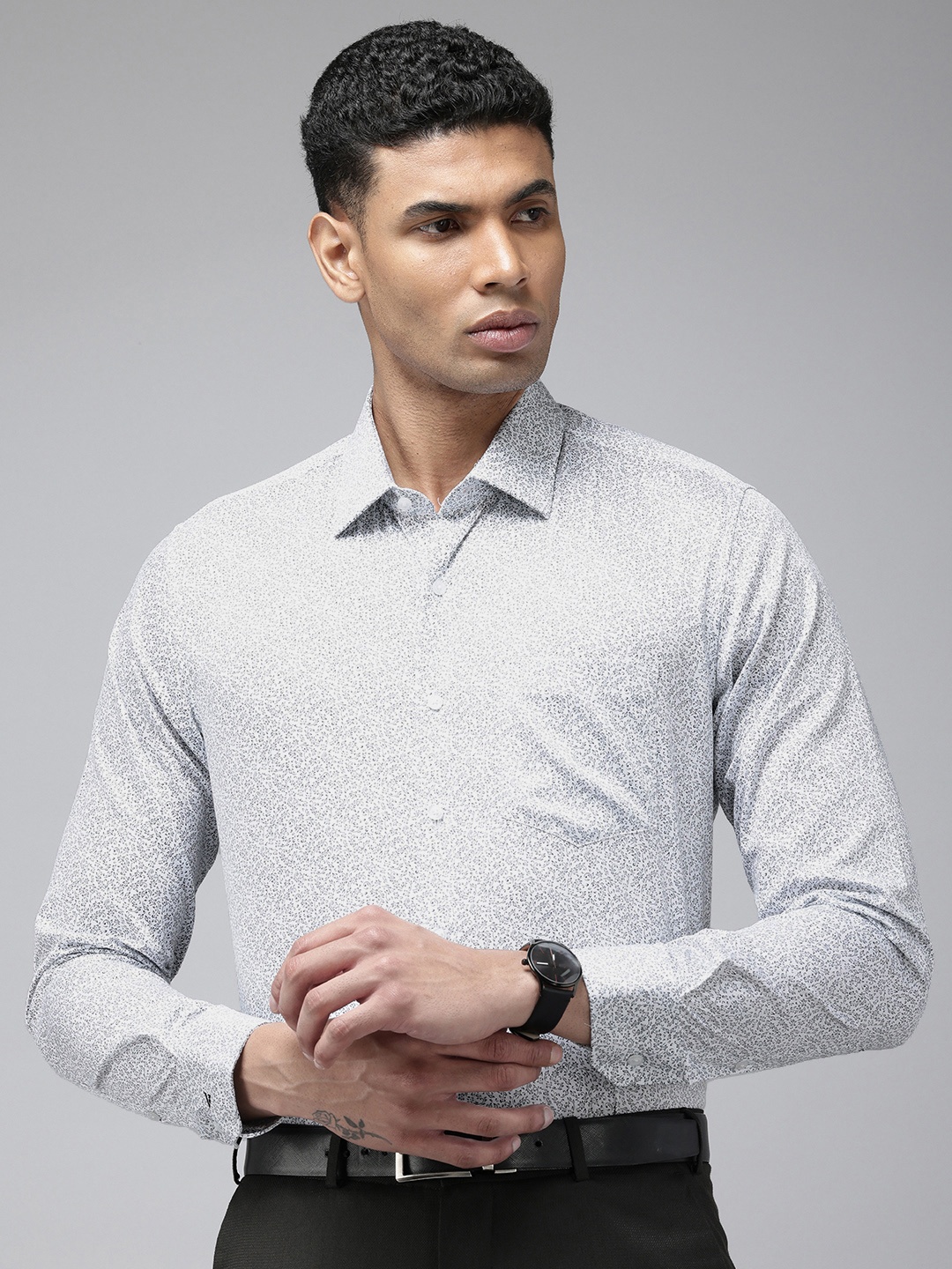 

Van Heusen Micro Ditsy Printed Slim Fit Opaque Pure Cotton Formal Shirt, White