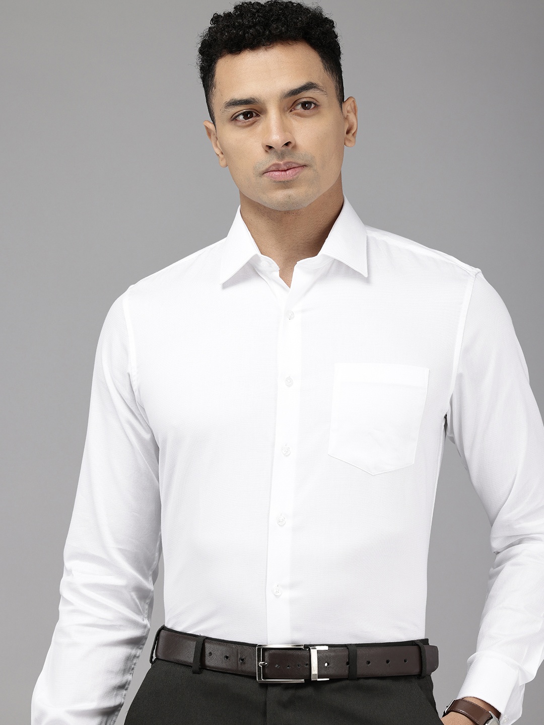 

Van Heusen Slim Fit Textured Self Design Pure Cotton Formal Shirt, White