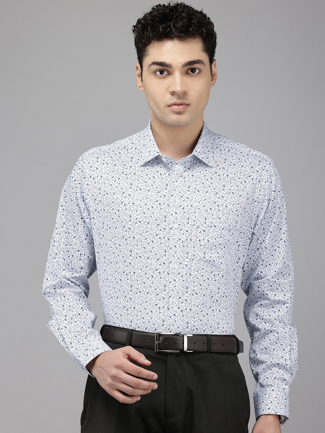 

Van Heusen Pure Cotton Floral Opaque Printed Formal Shirt, White