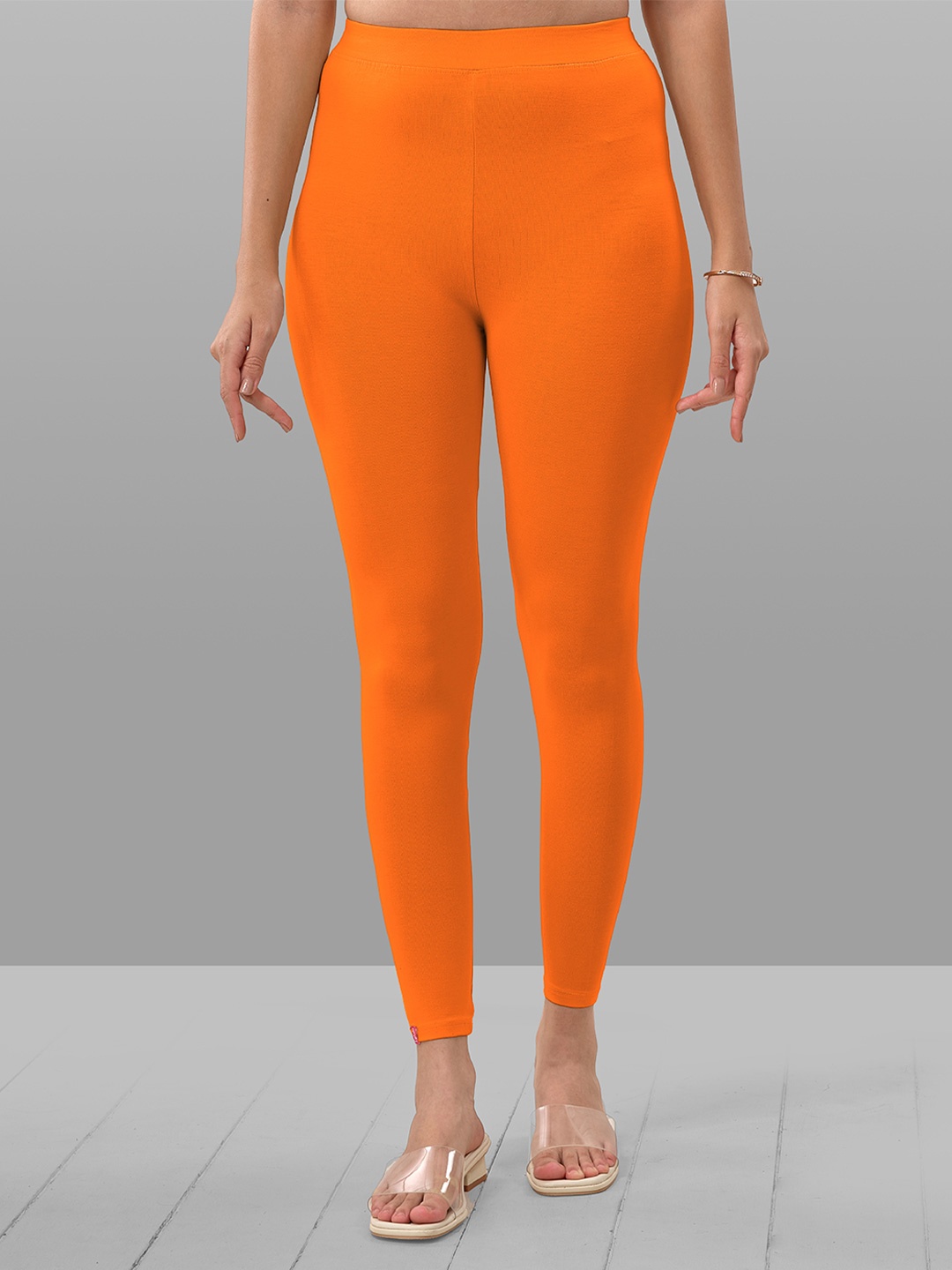 

LYRA Women Cotton Ankle Length Leggings, Orange