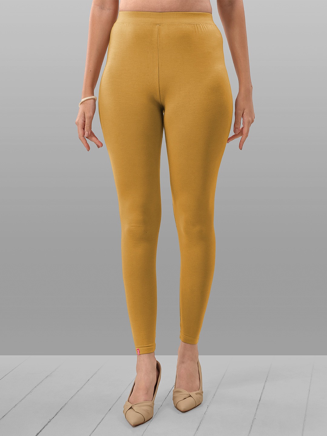 

LYRA Ankle Length Cotton Leggings, Mustard