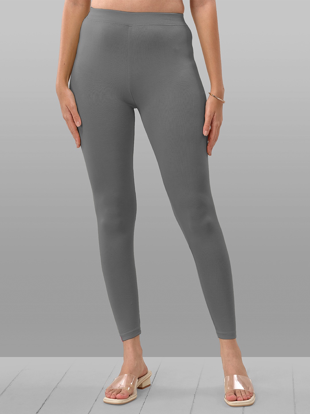 

LYRA 4-Way Stretch Cotton Ankle Length Leggings, Grey