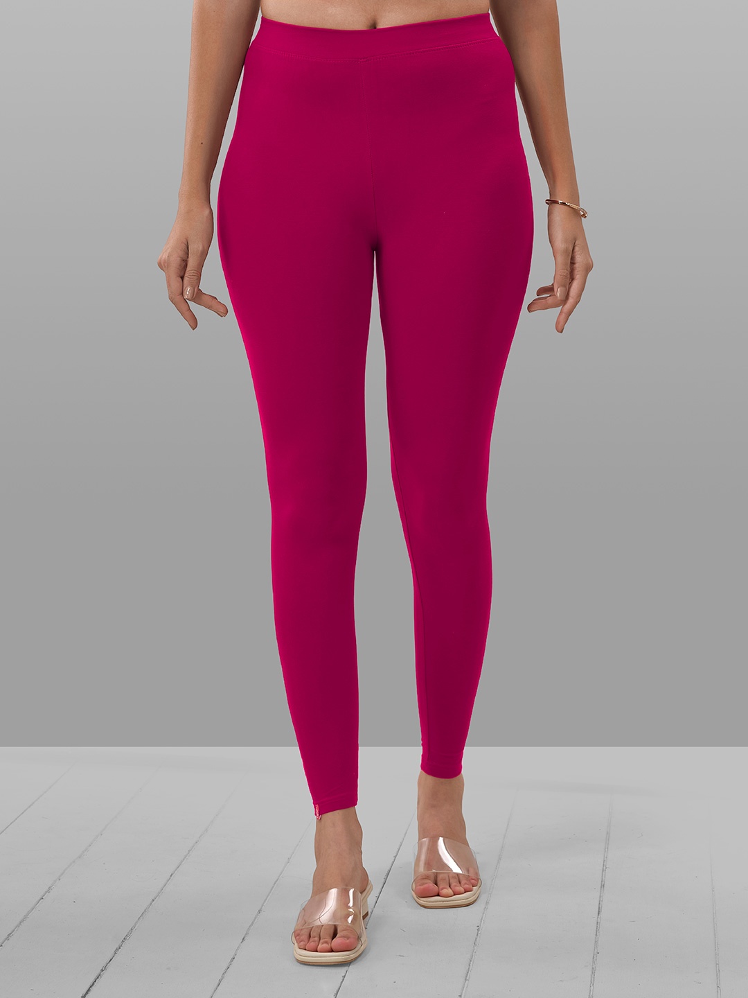 

LYRA 4-Way Stretch Cotton Ankle Length Leggings, Pink