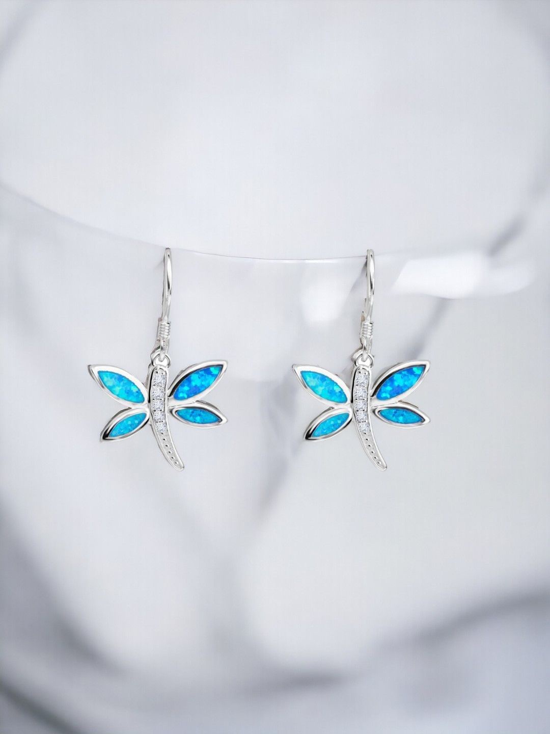 

Nistra Opal Rhodium Plated Sterling Silver Animal Shaped Drop Earrings