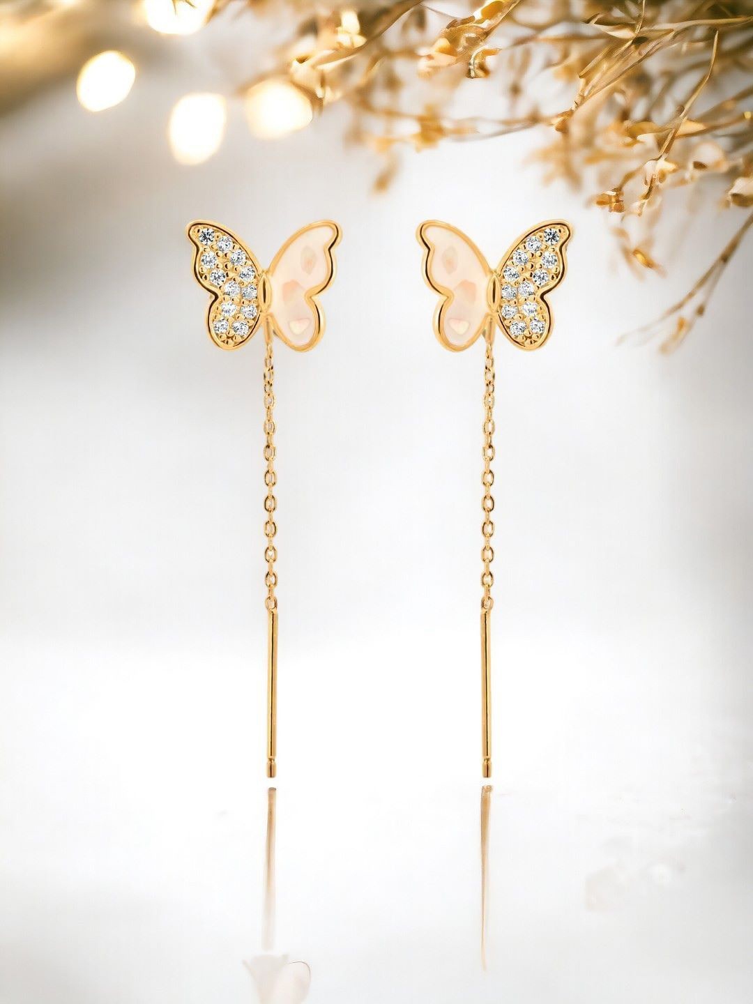 

Nistra Gold-Plated Sterling Silver Cubic Zirconia Animal Shaped Drop Earrings