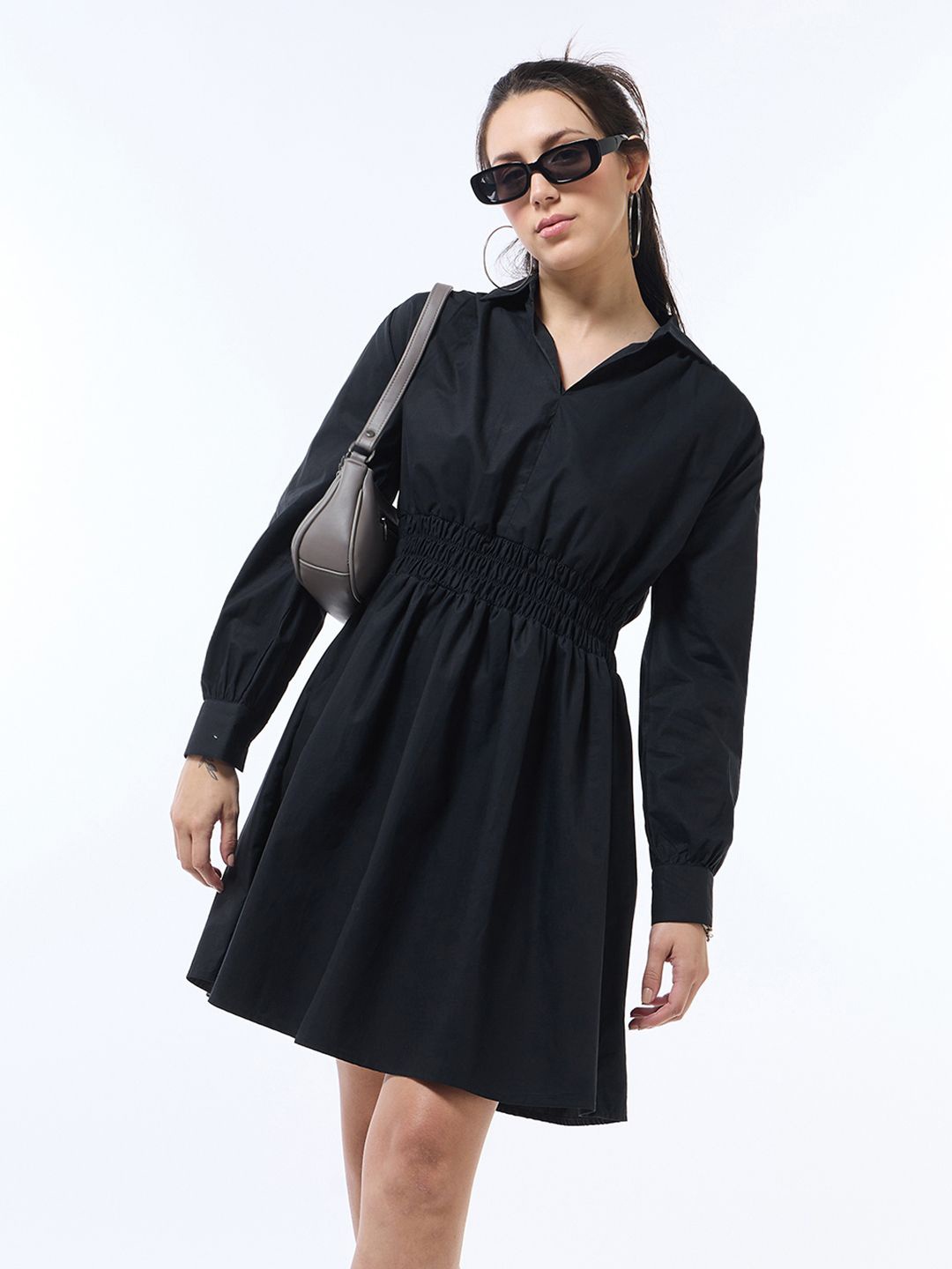 

Bewakoof Women Oversized Shirt Dress, Black