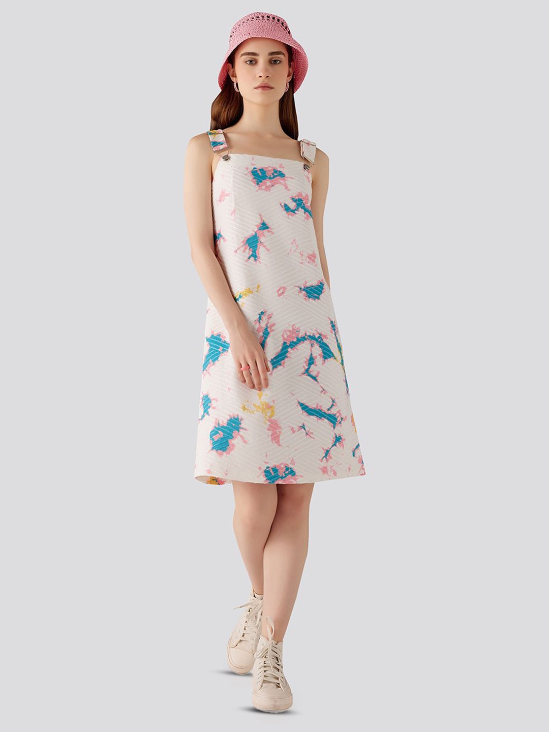 

Muvazo Floral Printed A-Line Dress, White