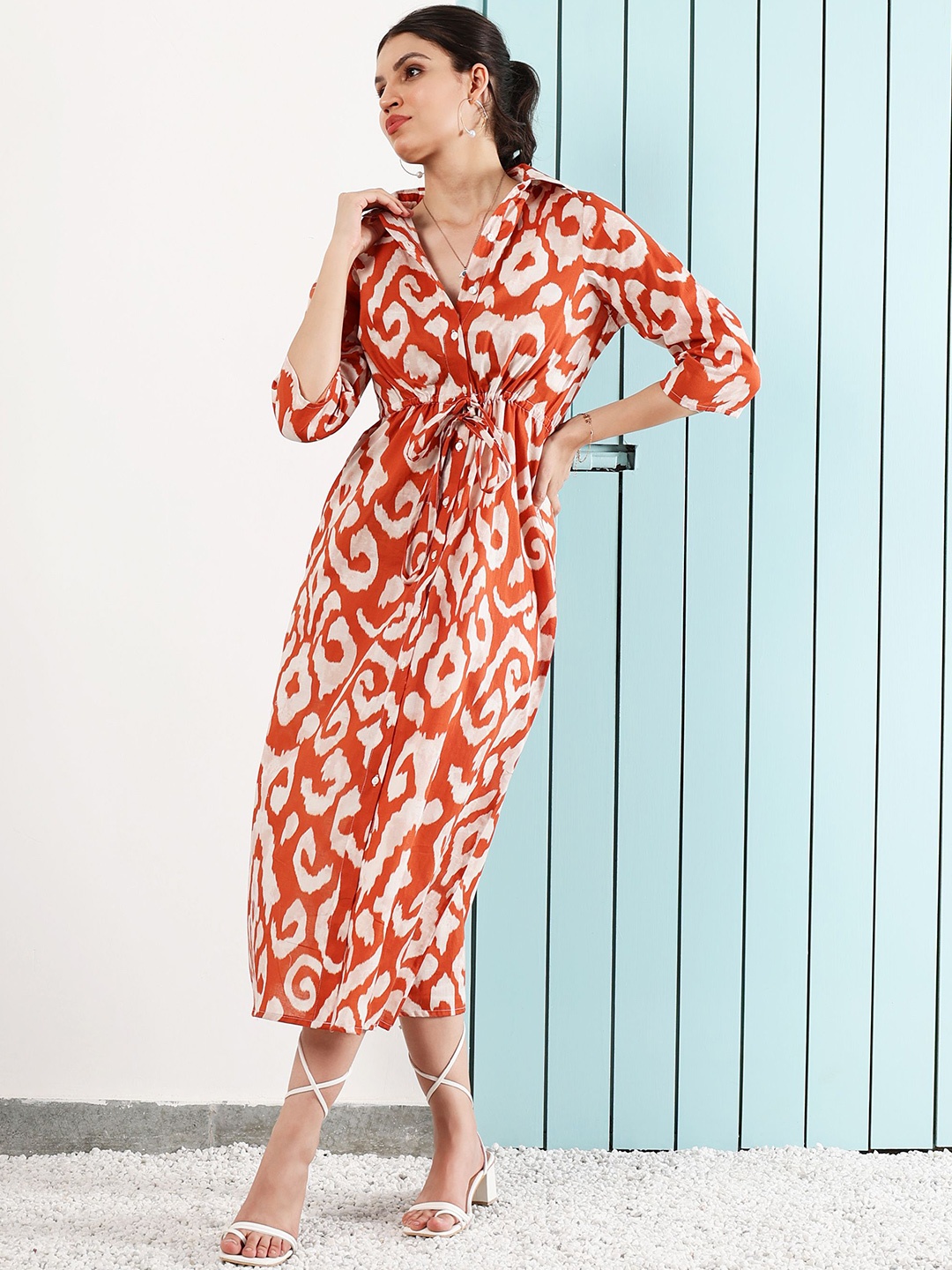 

Boho By Athena Printed A-Line Midi Dress, Brown