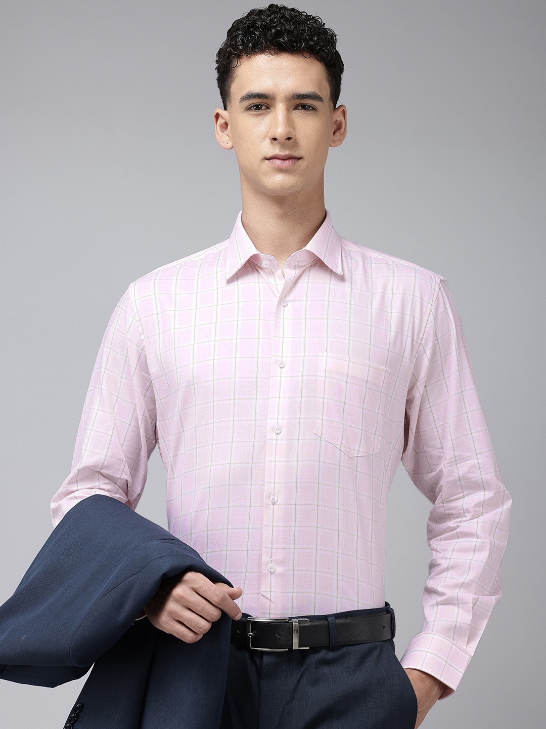

Van Heusen Pure Cotton Checked Formal Shirt, Pink