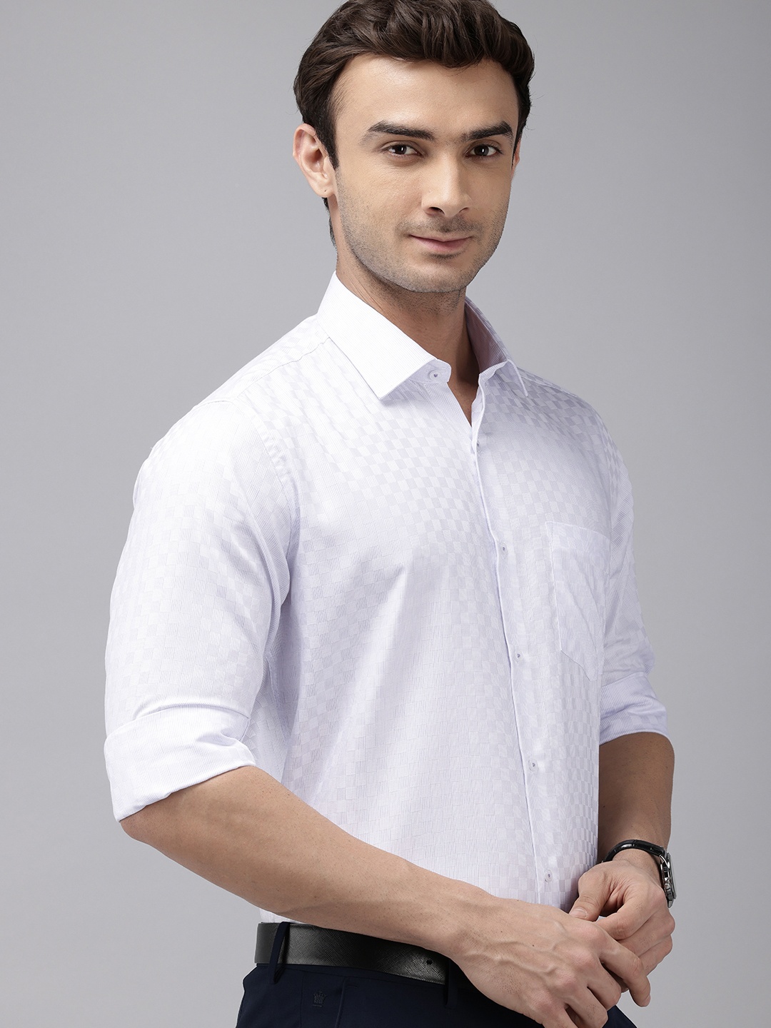 

Van Heusen Custom Fit Checked Pure Cotton Formal Shirt, White