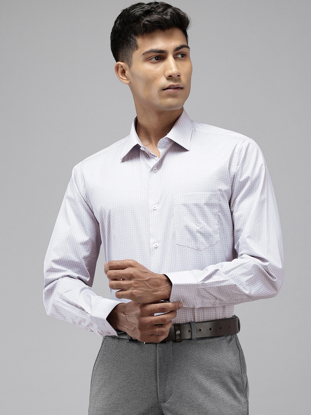 

Van Heusen Pure Cotton Custom Fit Opaque Printed Formal Shirt, Lavender
