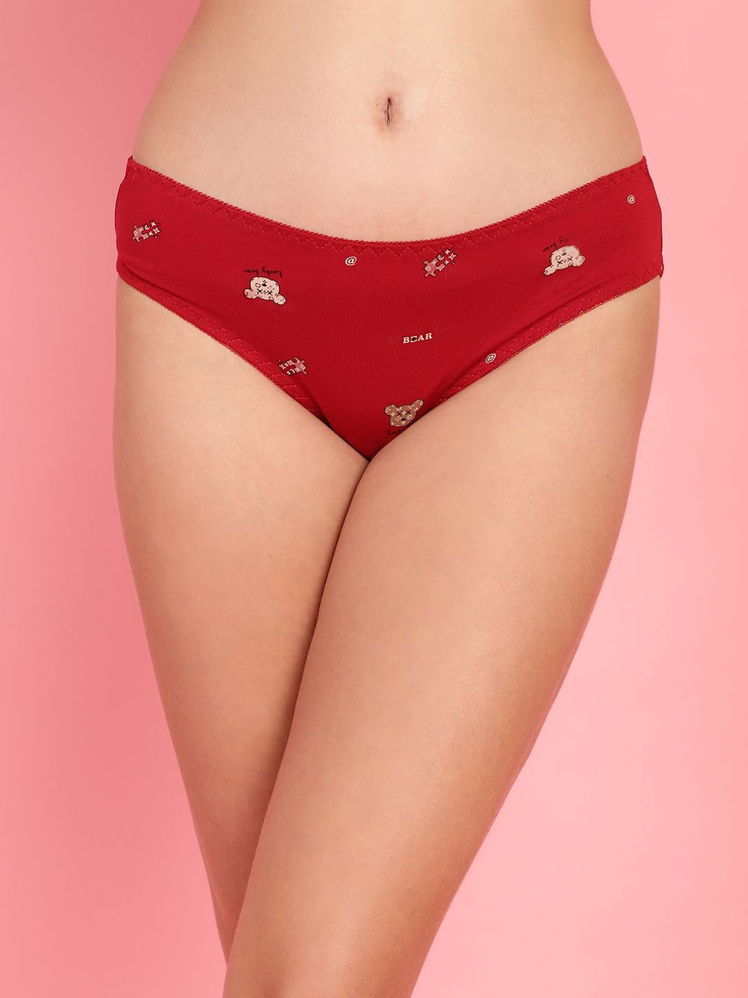 

PrettyCat Conversational Printed Mid-Rise Breathable Stretchable Bikini Briefs, Maroon