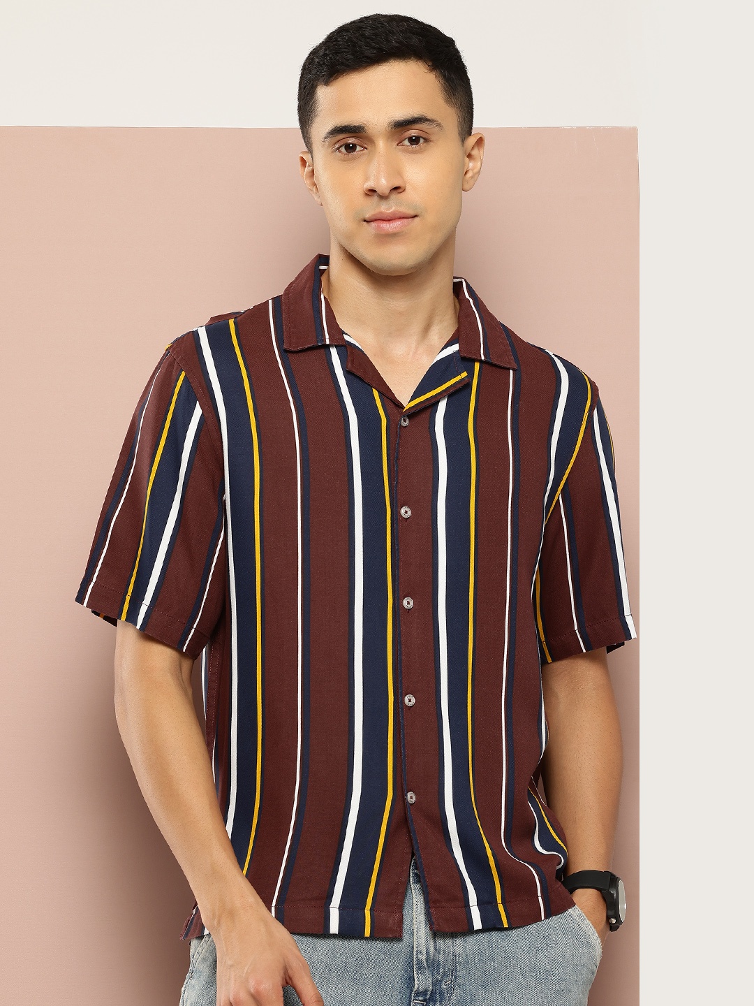 

Harvard Striped Casual Shirt, Brown