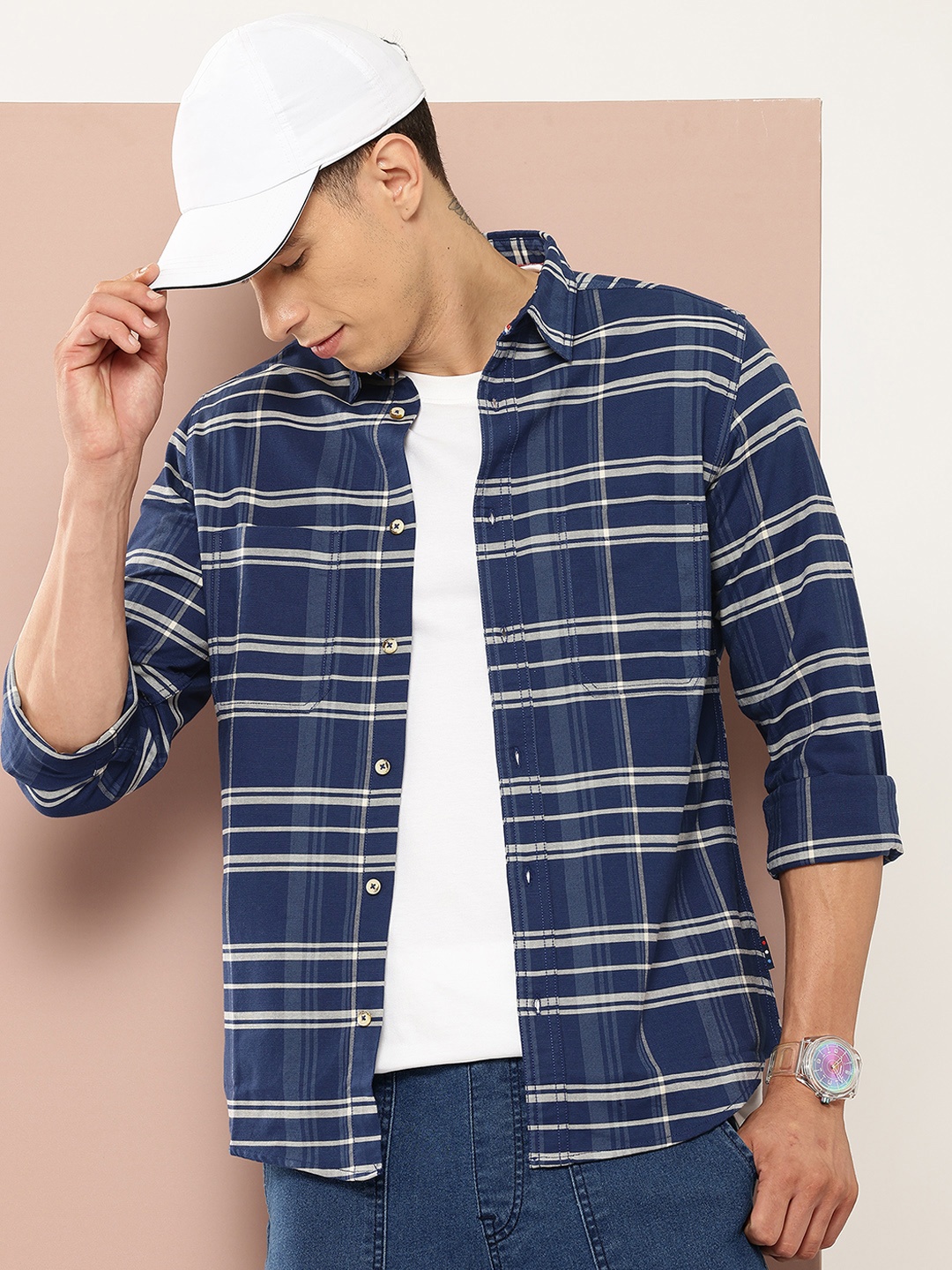 

Harvard Checked Casual Shirt, Navy blue