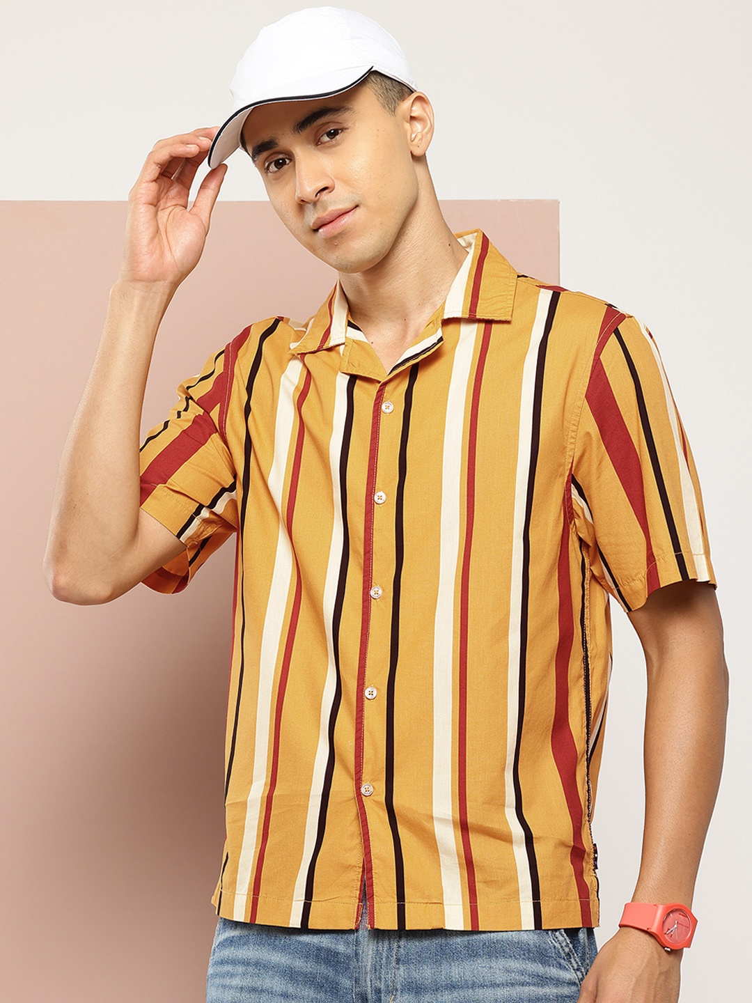 

Harvard Striped Pure Cotton Shirt, Mustard