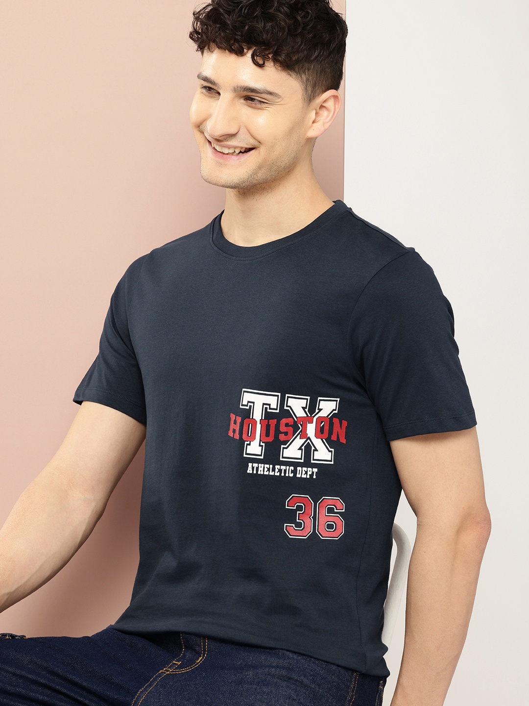 

Harvard Typography Printed Pure Cotton T-shirt, Navy blue