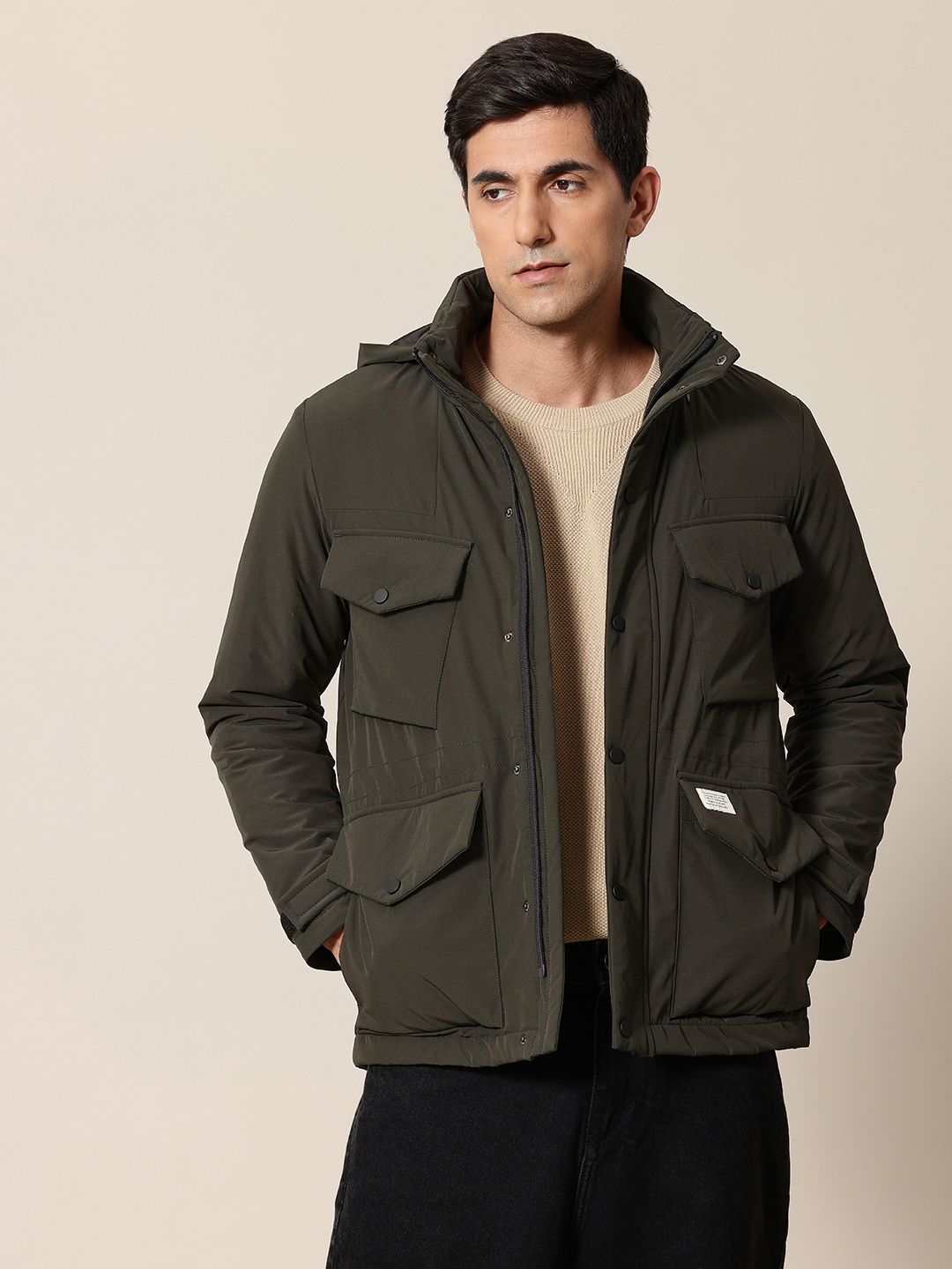 

Mr Bowerbird Tailored Fit Hooded Padded Jacket, Olive