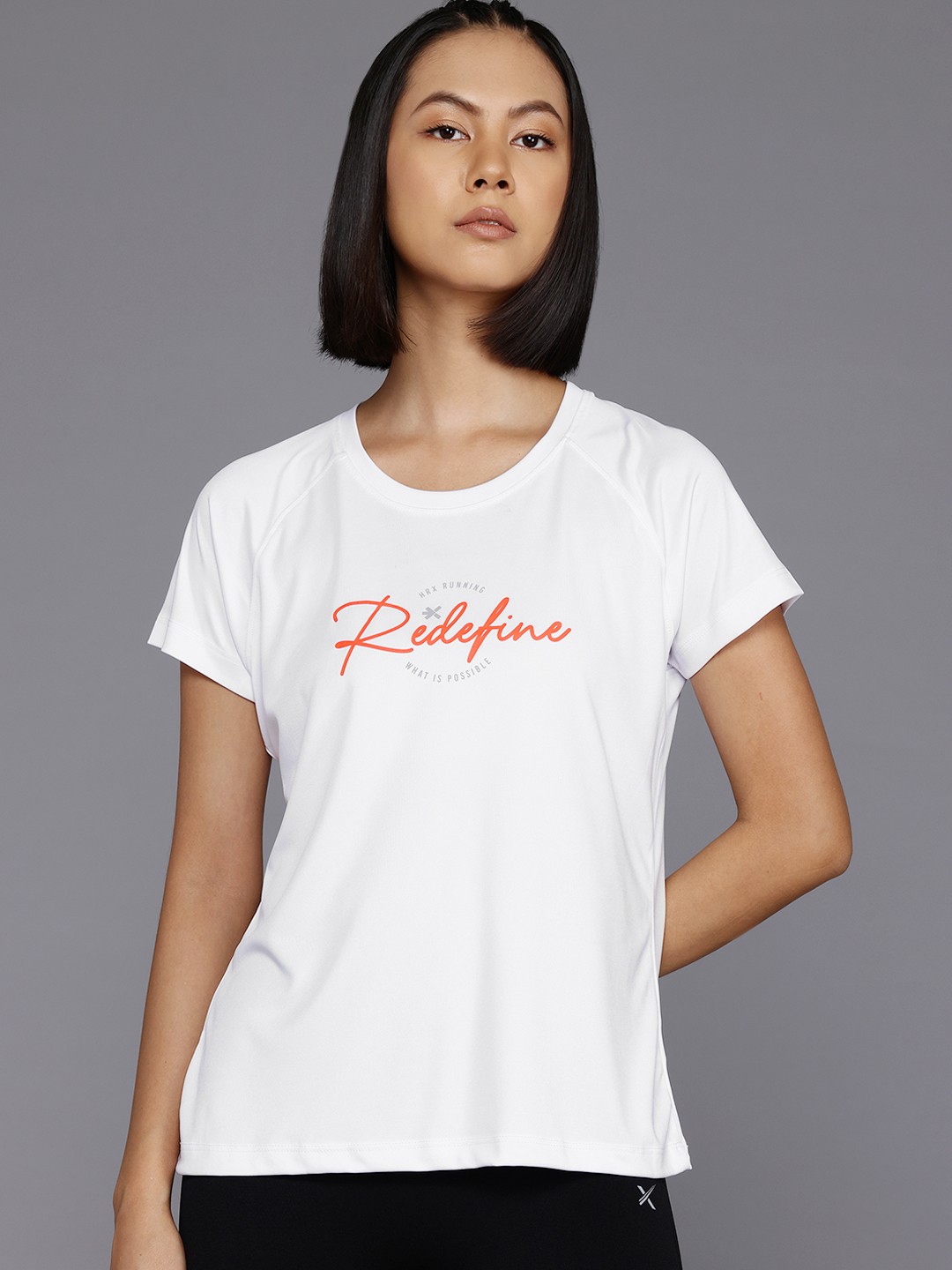 

HRX by Hrithik Roshan Rapid-Dry Typography Running T-shirt, White