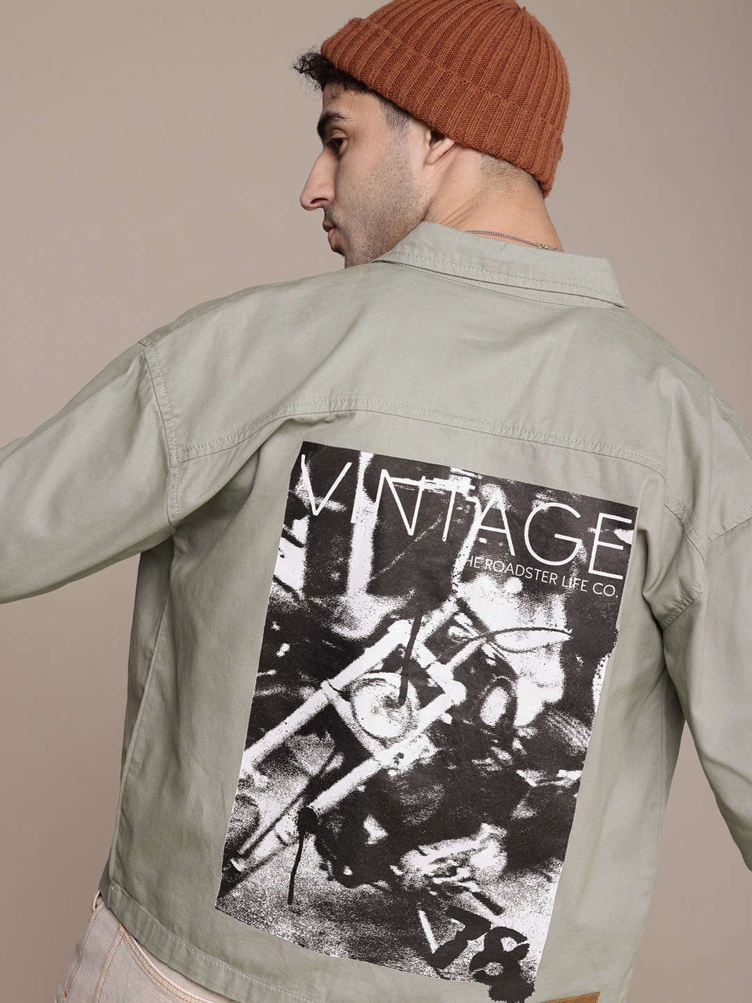 

The Roadster Life Co. Graphic Print Pure Cotton Tailored Jacket, Green