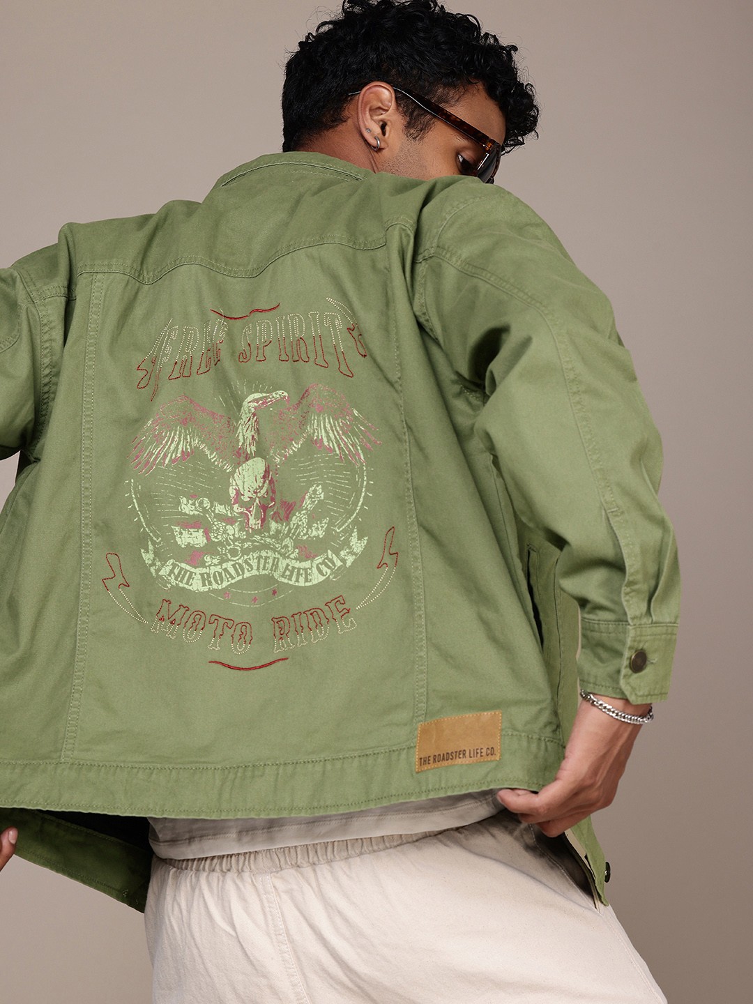 

The Roadster Life Co. Relaxed Fit Pure Cotton Tailored Jacket, Green