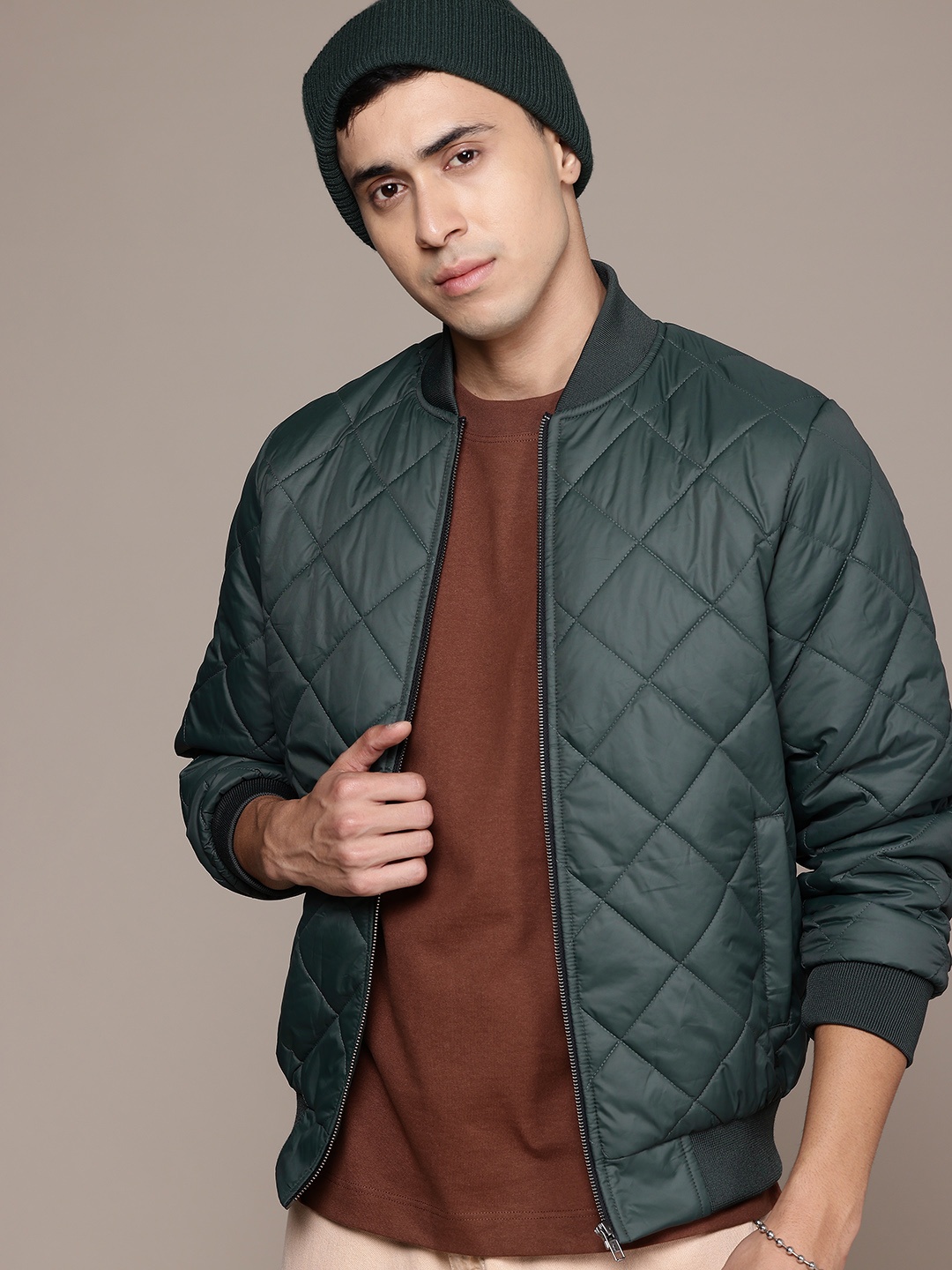 

The Roadster Lifestyle Co. Stand Collar Quilted Jacket, Green