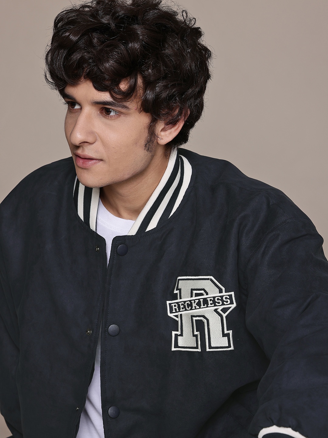 

The Roadster Lifestyle Co. Bomber Jacket with Embroidered, Navy blue