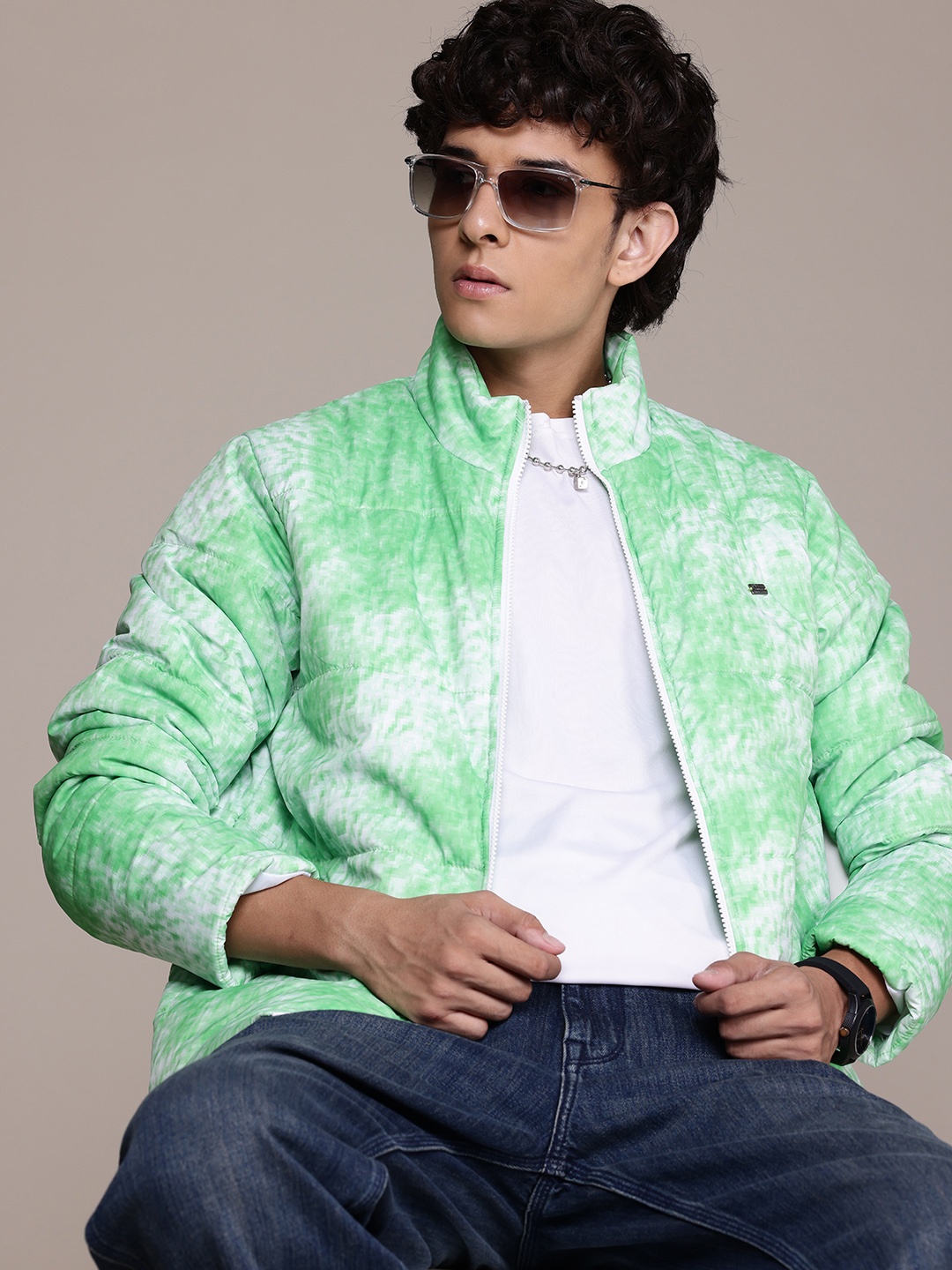 

The Roadster Lifestyle Co. Printed Padded Jacket, Green