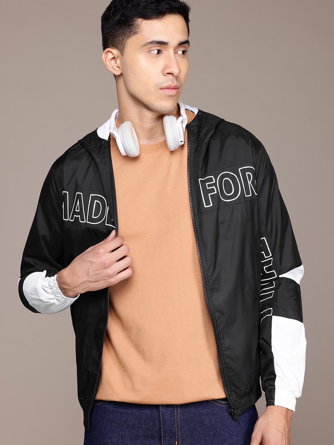 

The Roadster Lifestyle Co. Typography Hooded Jacket, Black