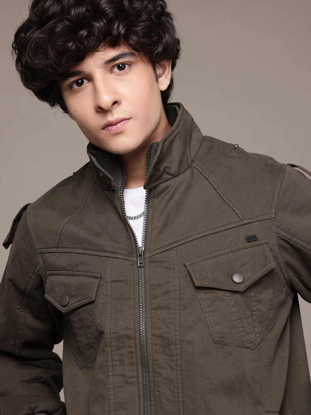 

The Roadster Lifestyle Co. Mock Collar Bomber Jacket, Olive