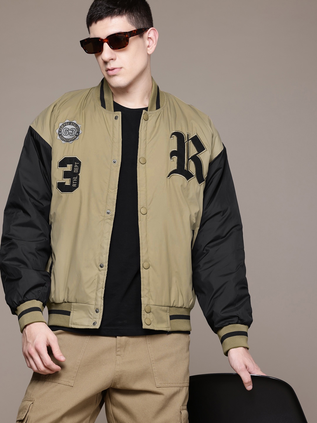 

The Roadster Lifestyle Co. Varsity Bomber Jacket, Beige