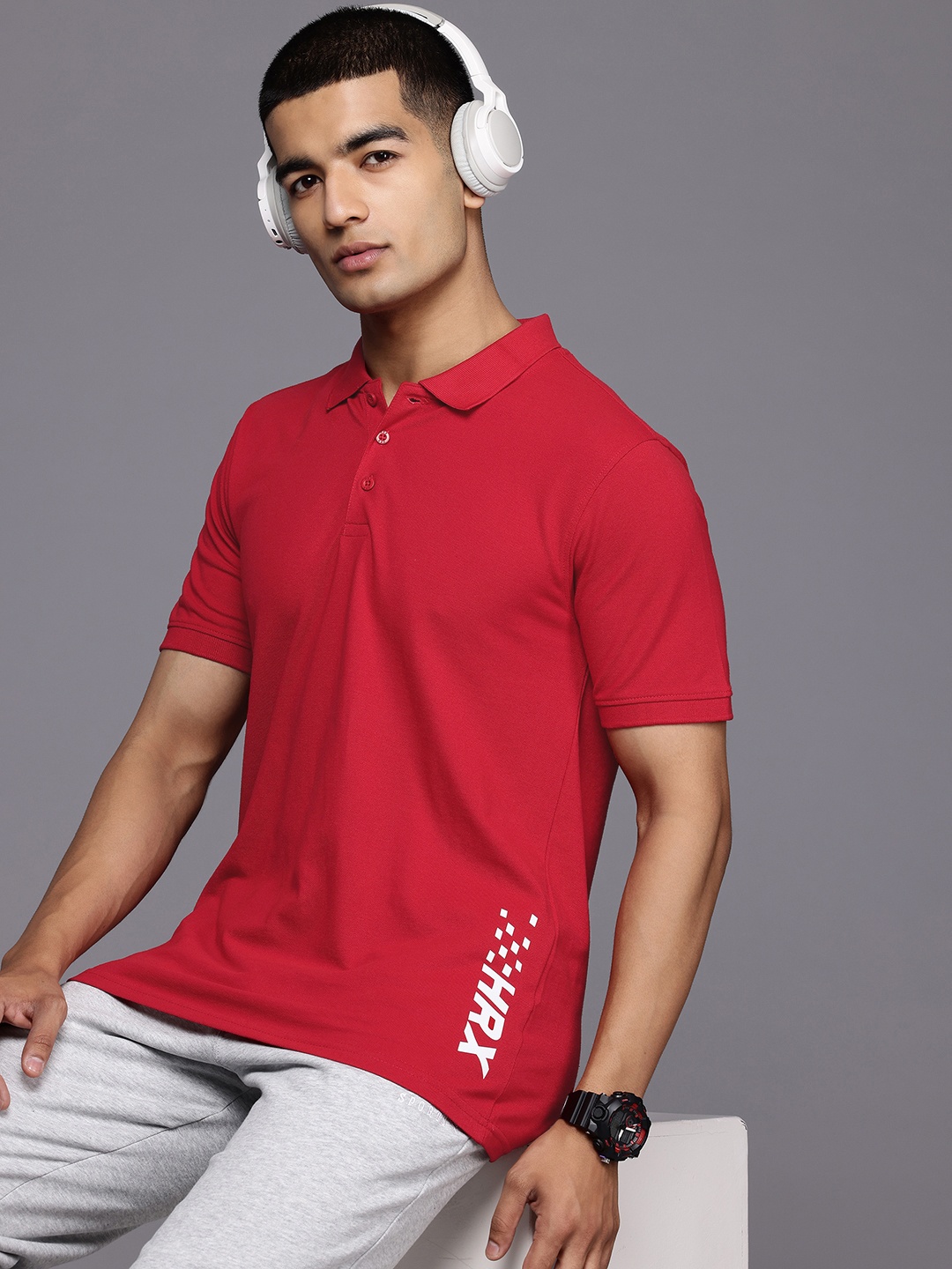 

HRX by Hrithik Roshan Men Polo Collar T-shirt, Red