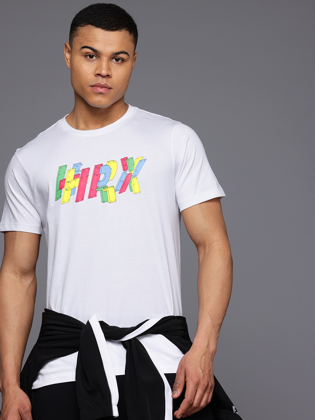 

HRX by Hrithik Roshan Regular Fit Printed Pure Cotton T-Shirt, White