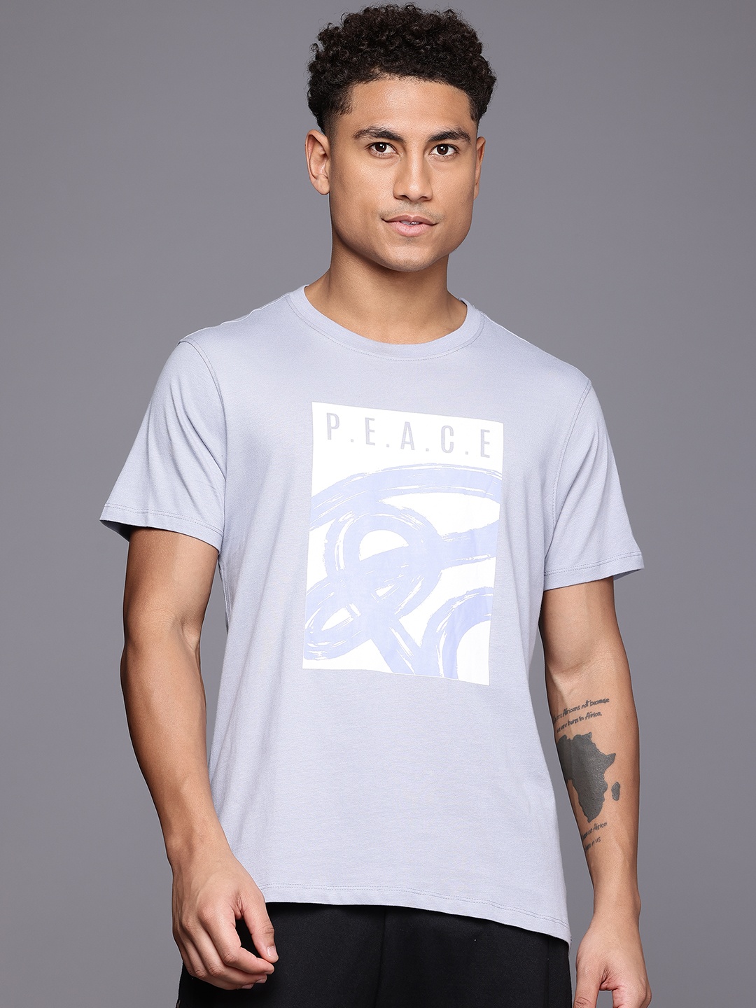 

HRX by Hrithik Roshan Graphic Printed Pure Cotton Yoga T-shirt, Teal