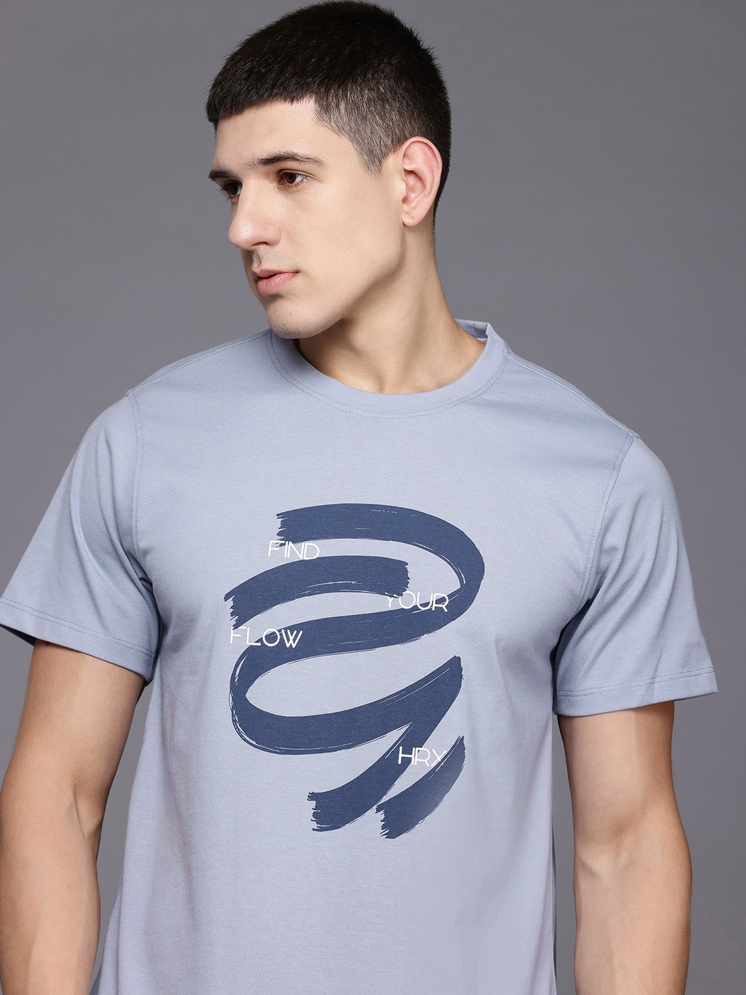 

HRX by Hrithik Roshan Printed Yoga T-shirt, Blue