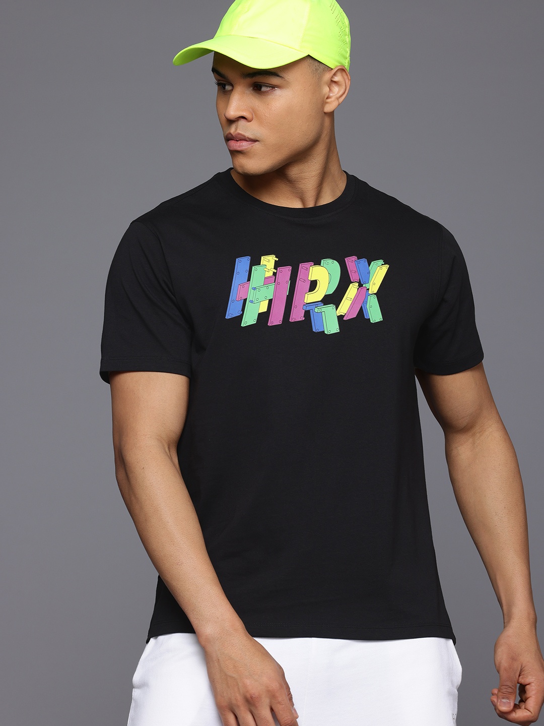 

HRX by Hrithik Roshan Regular Fit Printed Pure Cotton T-Shirt, Black