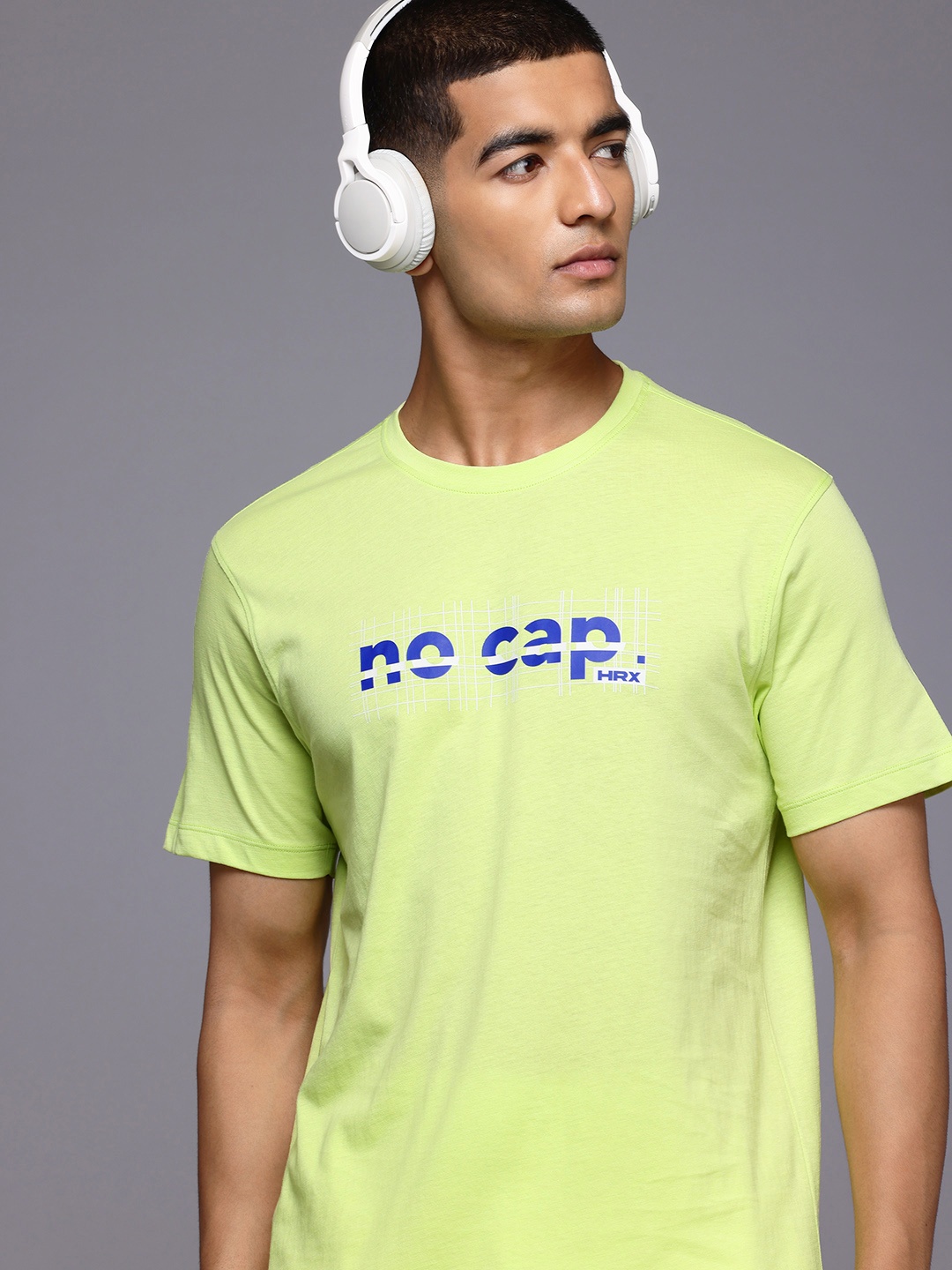 

HRX by Hrithik Roshan Typography Pure Cotton T-shirt, Lime green