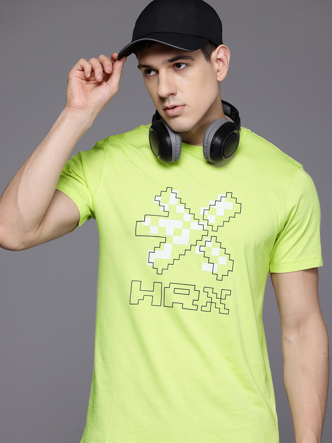 

HRX by Hrithik Roshan Printed Pure Cotton Lifestyle T-shirt, Lime green