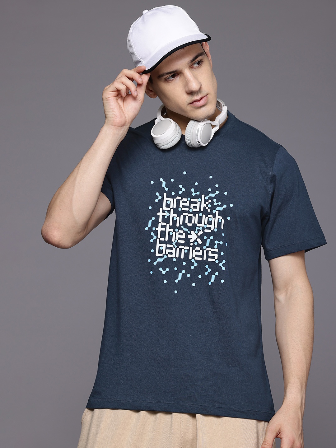 

HRX by Hrithik Roshan Typography Printed Pure Cotton T-shirt, Teal