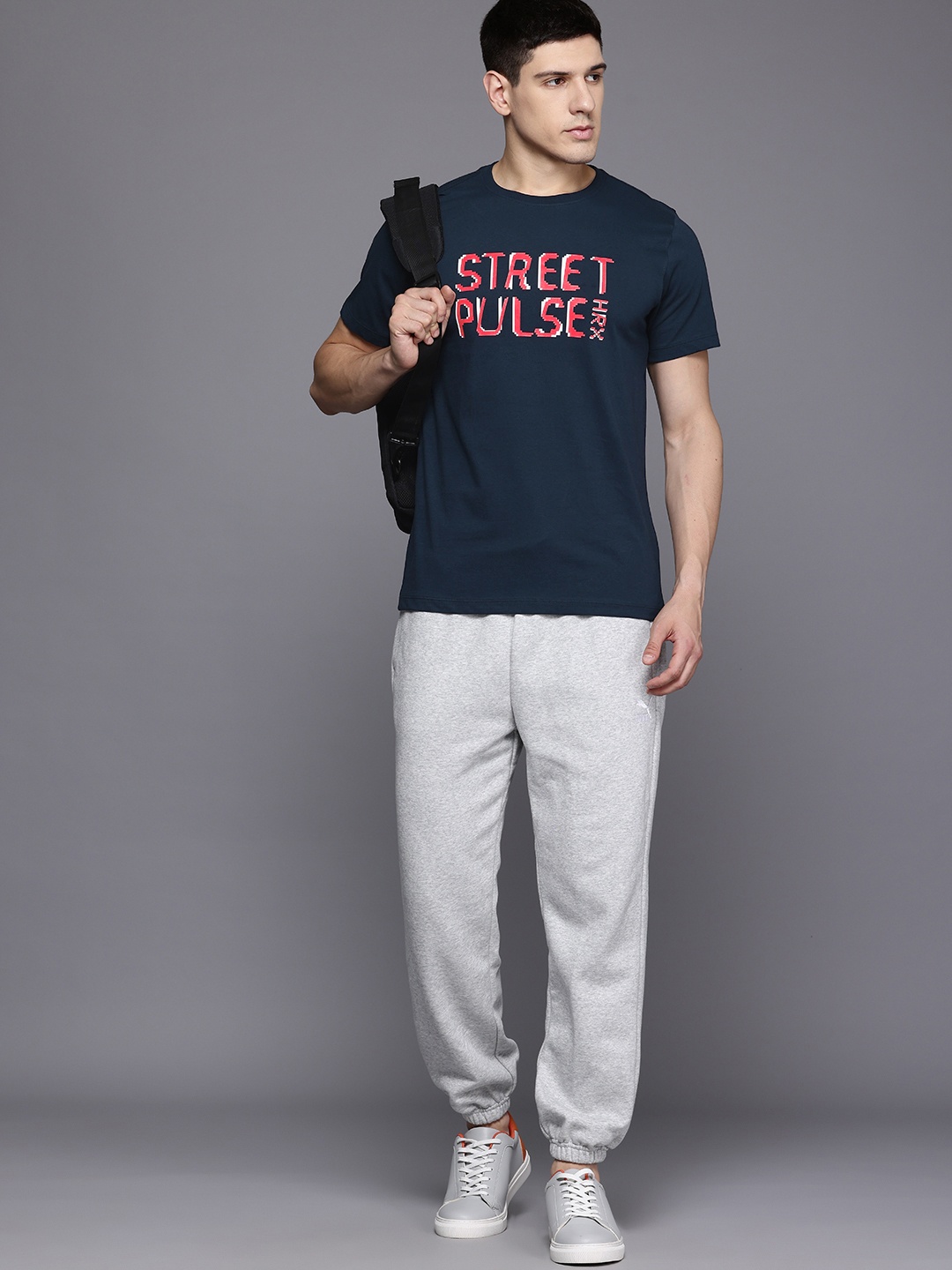 

HRX by Hrithik Roshan Printed Pure Cotton T-shirt, Navy blue